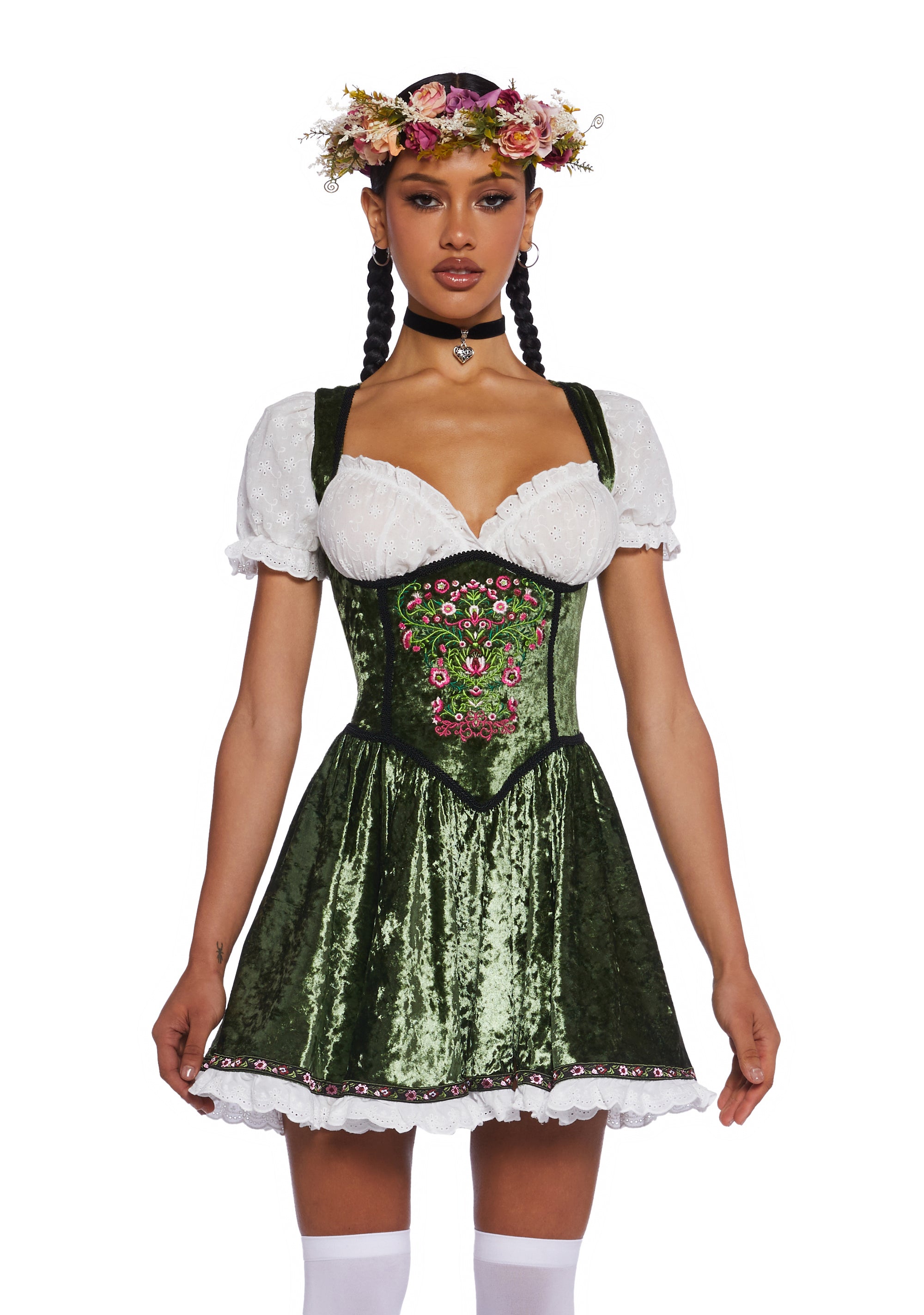 German Austrian Beer Hall Oktoberfest Maiden Sexy Womans Halloween Maiden Costume - Green Green / X-SMALL German Austrian Beer Hall Oktoberfest Maiden Sexy Womans Halloween Maiden Costume - Green Green / X-SMALL