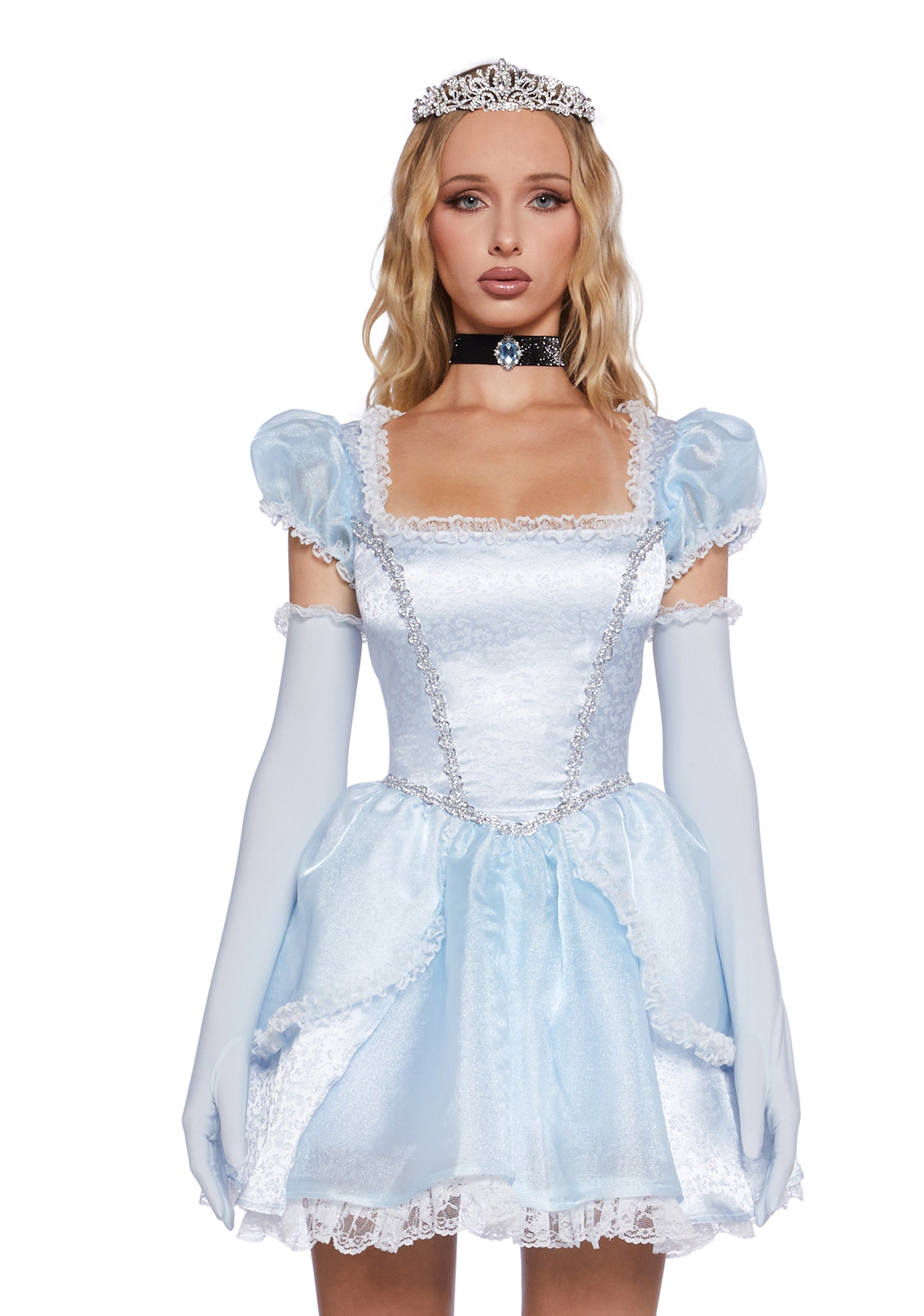 Cinderella Sexy Womens Halloween Costume Fairy Tales Mini Dress