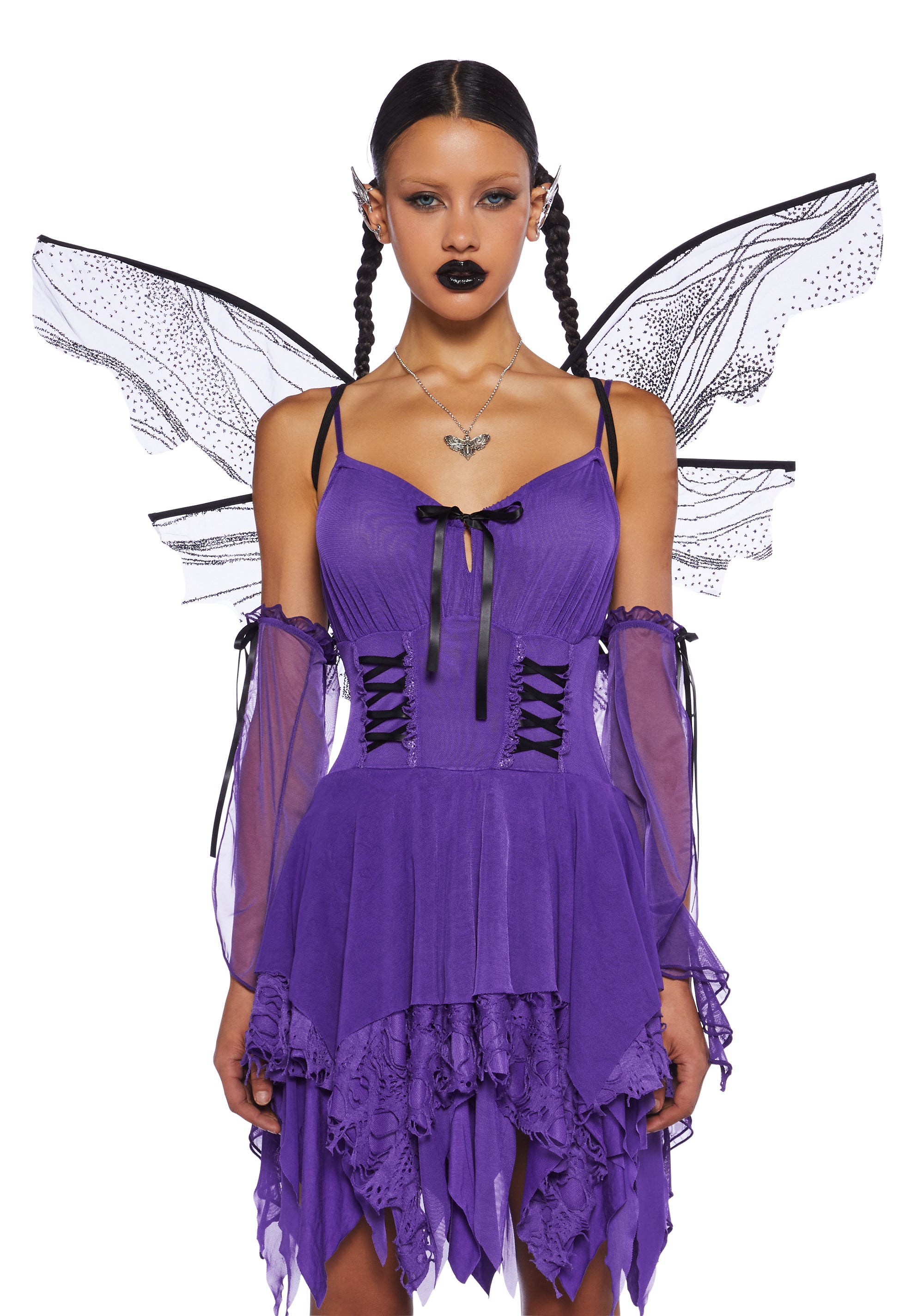 Sexy Womans Halloween Costume Dark Fairy Costume Set - Purple Sexy Womans Halloween Costume Dark Fairy Costume Set - Purple