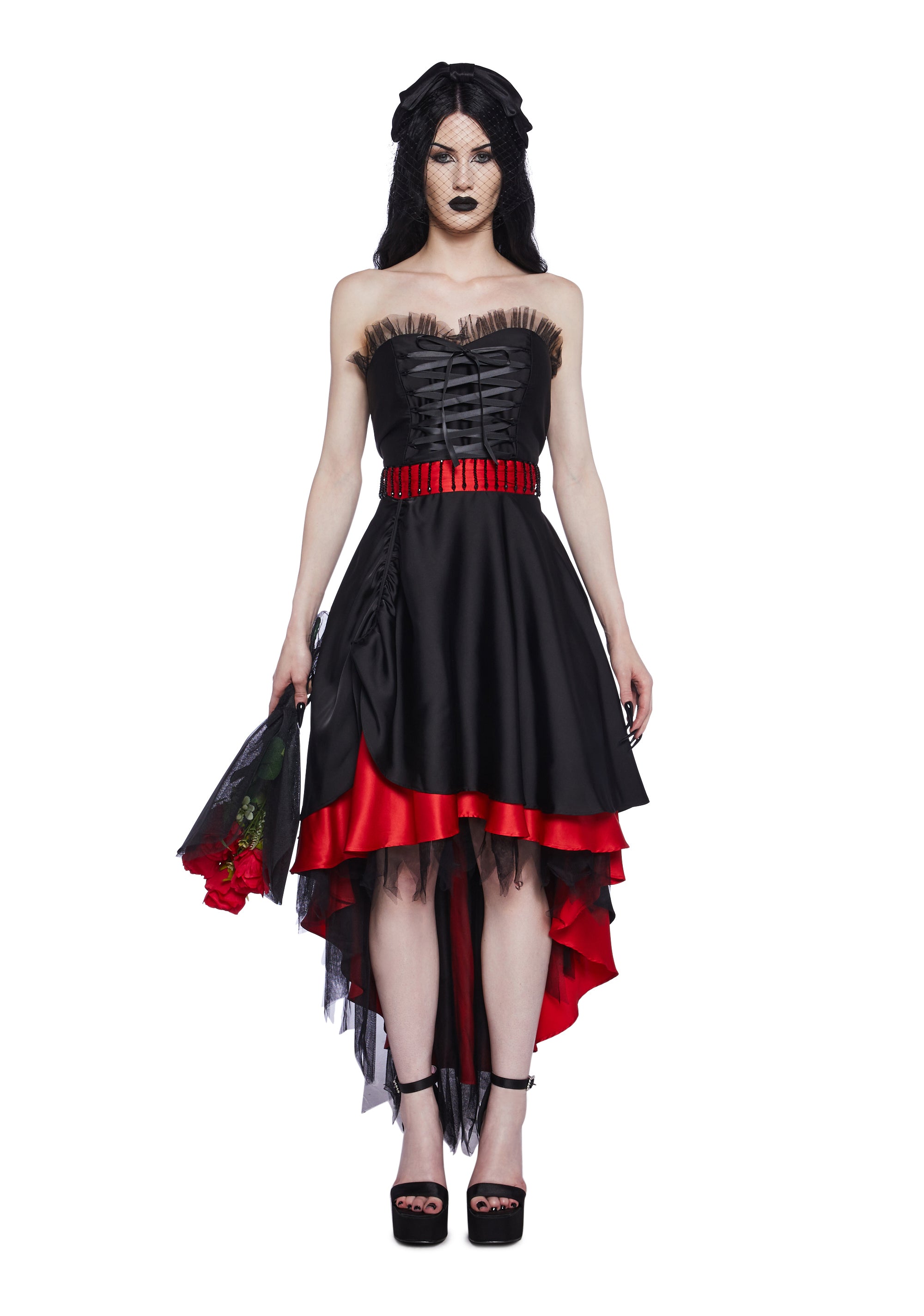 Emo Sexy Undead Bride Music Video Costume Set My Chemical Romance Womens Sexy Halloween Costumes Black Dolls Kill
