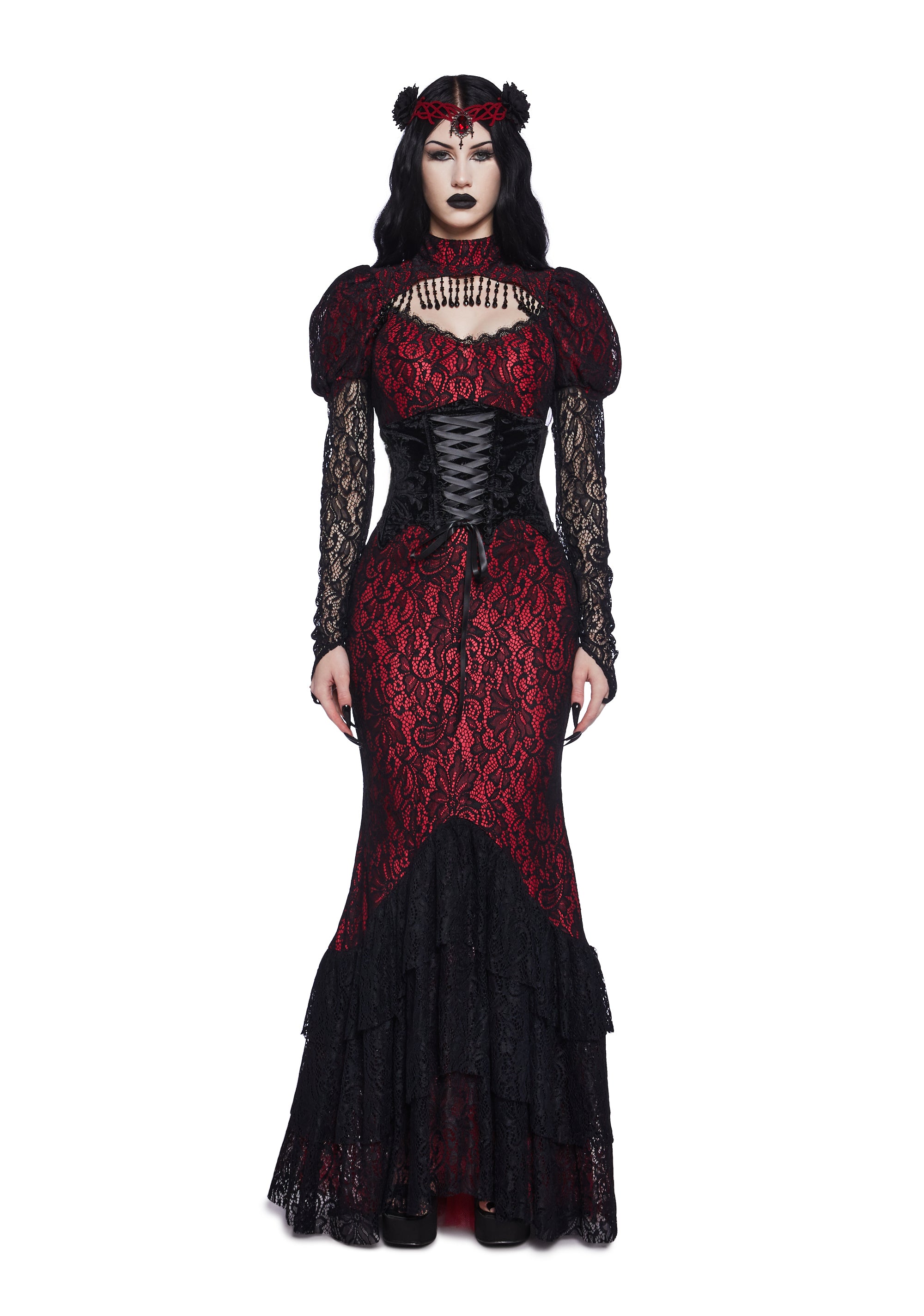 Daughter Of Darkness Premium Costume Set - DARK RED / XX-SMALL | Adult | DARK RED Daughter Of Darkness Premium Costume Set - DARK RED / XX-SMALL | Adult | DARK RED
