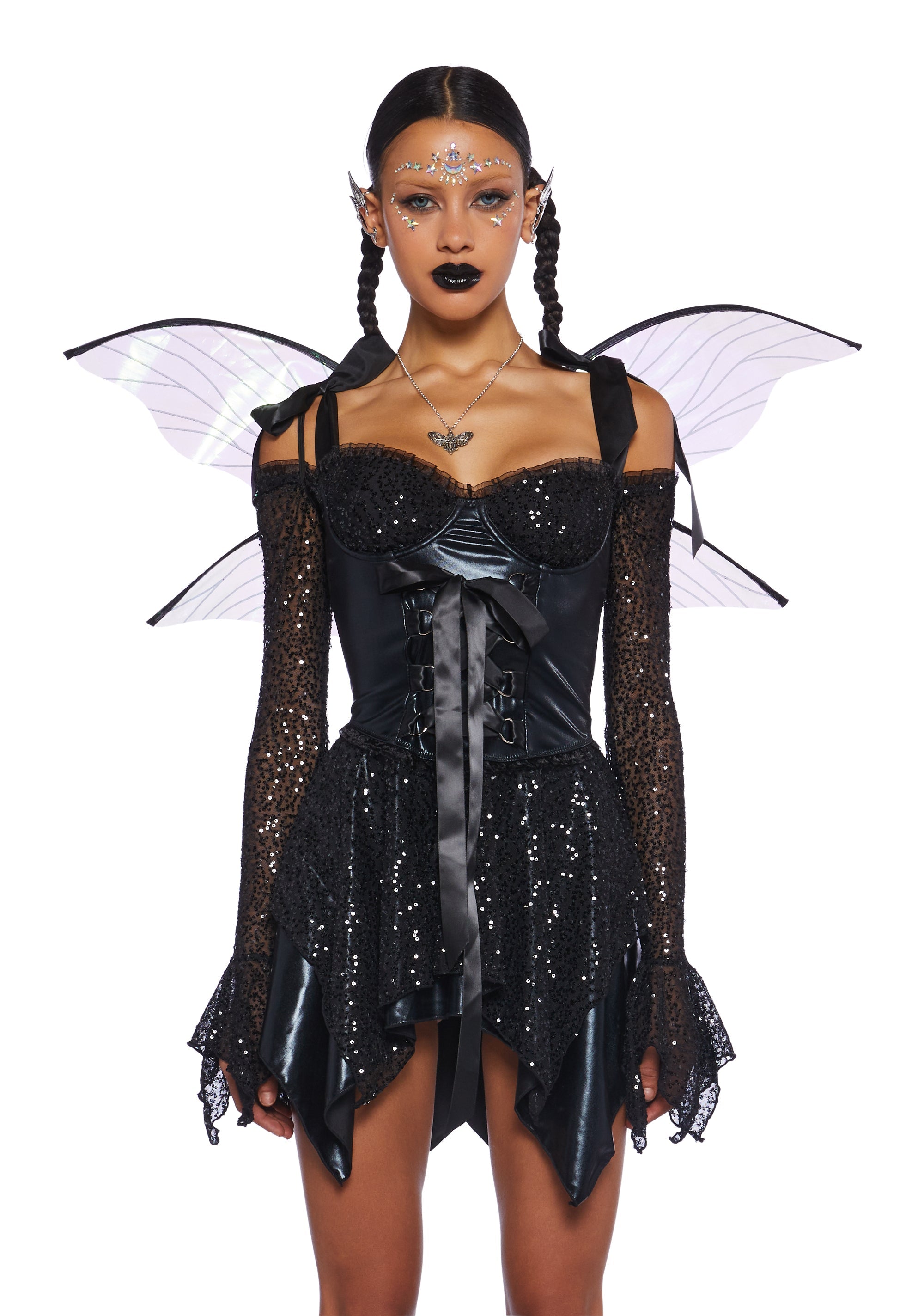 Cyber Fairy Sexy Womans Halloween Costume Sequin Fairycore Glitter Costume - White Cyber Fairy Sexy Womans Halloween Costume Sequin Fairycore Glitter Costume - White