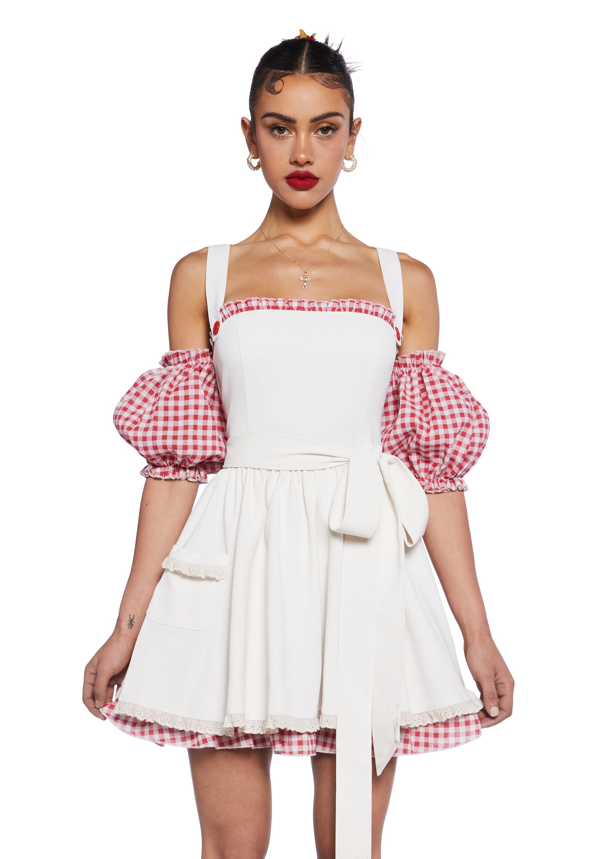 Sugar Thrillz Gingham Apron Mini Dress With Ruffles Italian Sugar Thrillz Gingham Apron Mini Dress With Ruffles Italian