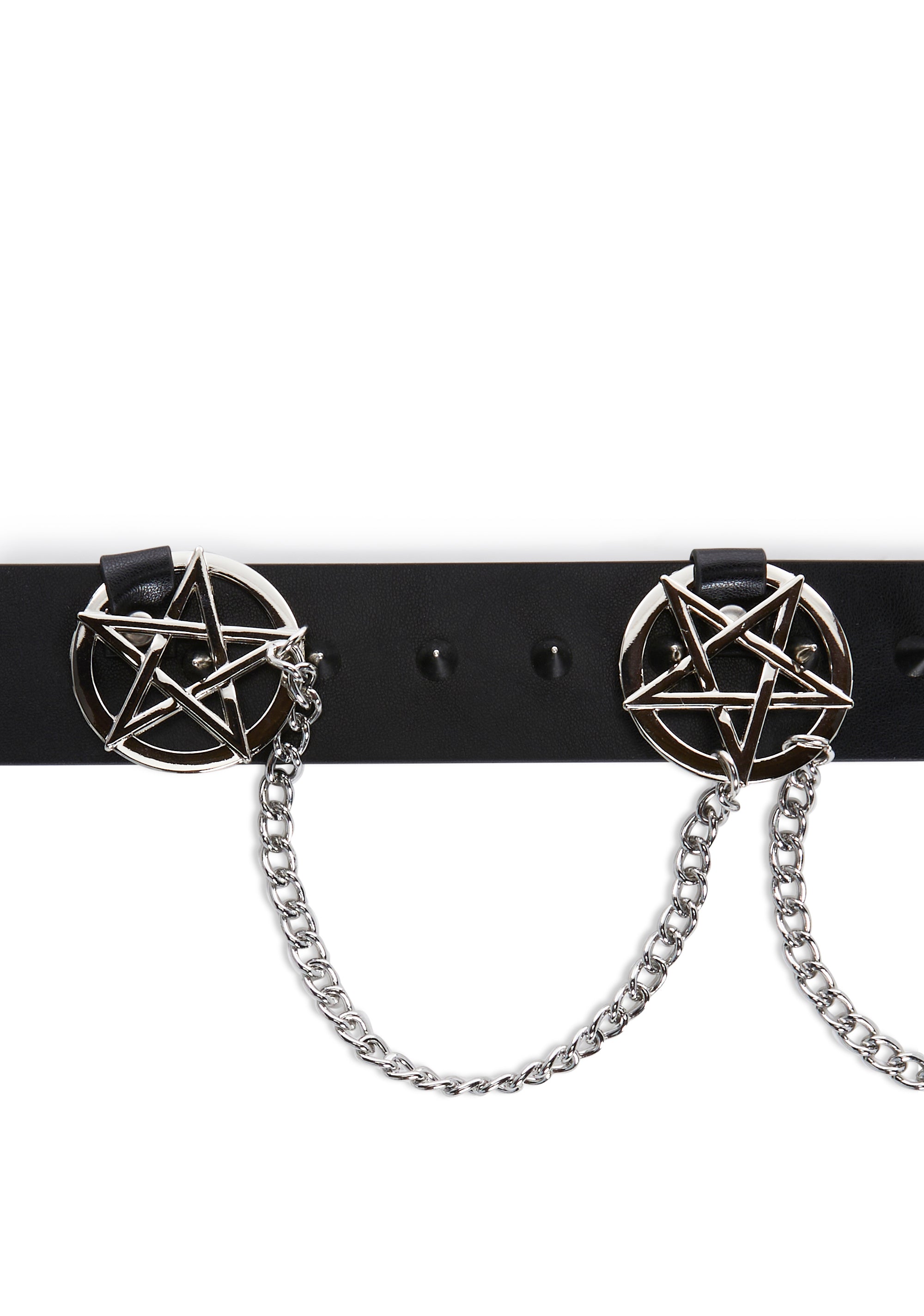 Widow Goth Spiked Pentagram Chain Belt - Black