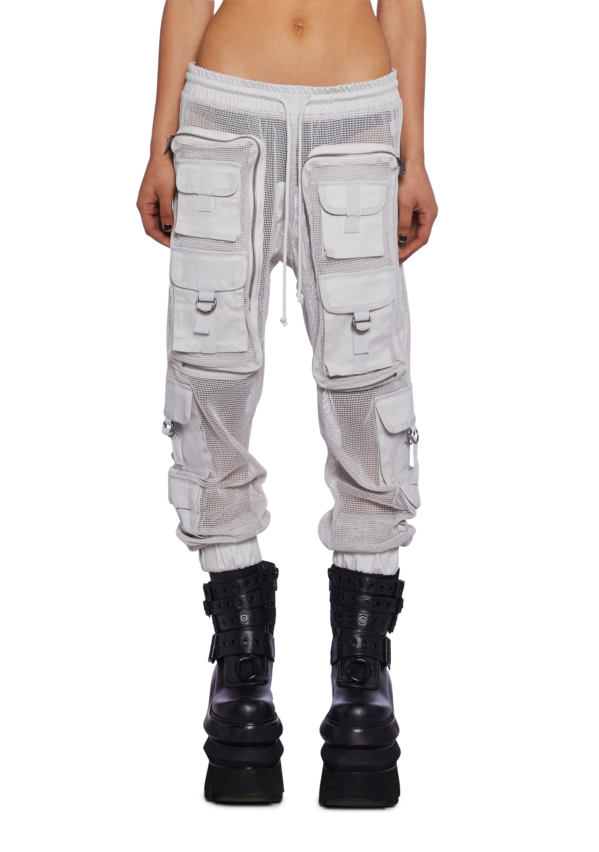 Complex Nights Fishnet Cargo Pants Gray XX Large