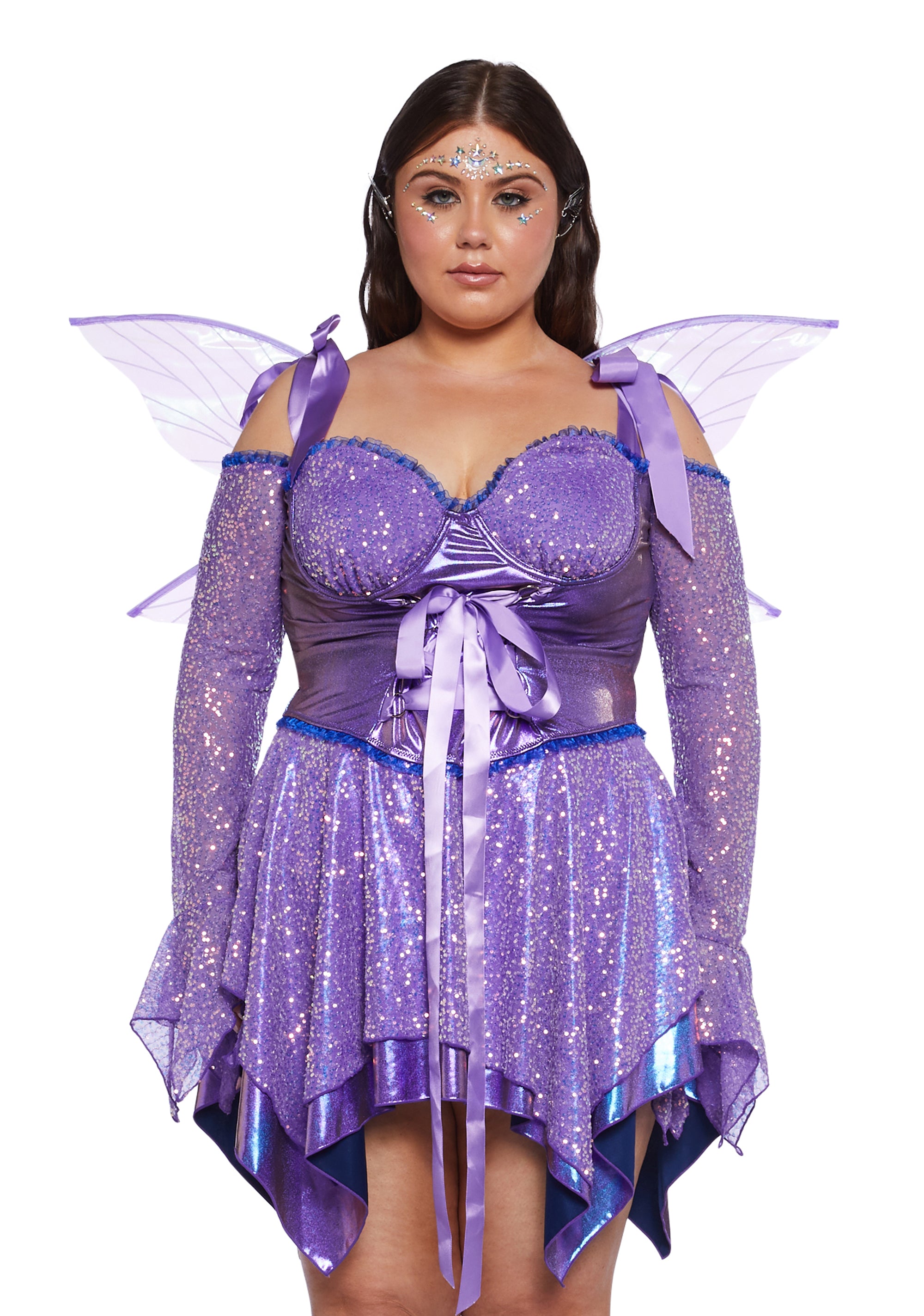 Plus Size Trickz N Treatz Sequin Cyber Fairy Costume - Purple Dolls Kill Plus Size Trickz N Treatz Sequin Cyber Fairy Costume - Purple Dolls Kill