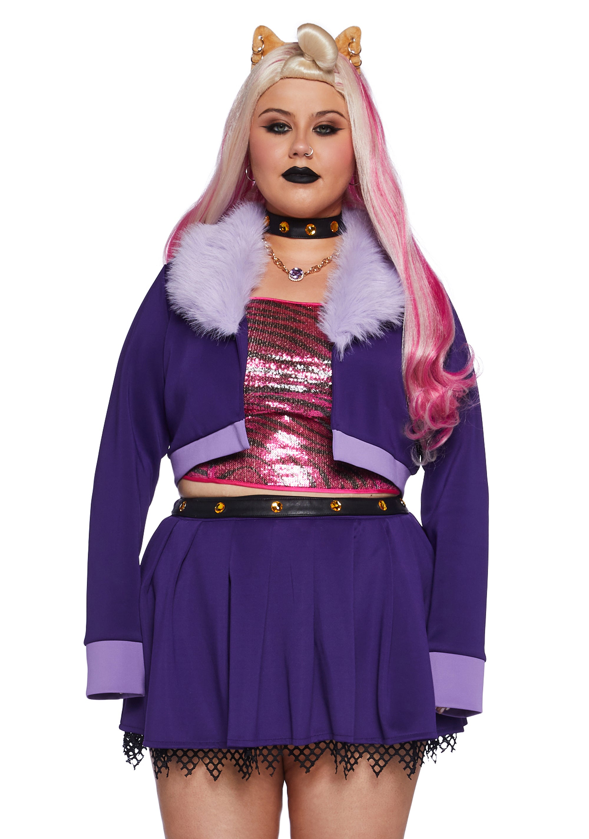 Plus Size Clawdeen Lucia Wolf Monster High Werewolf Teen Fashion Student Sexy Womans Halloween Premium Costume Set - Purple Dolls Kill Plus Size Clawdeen Lucia Wolf Monster High Werewolf Teen Fashion Student Sexy Womans Halloween Premium Costume Set - Purple Dolls Kill