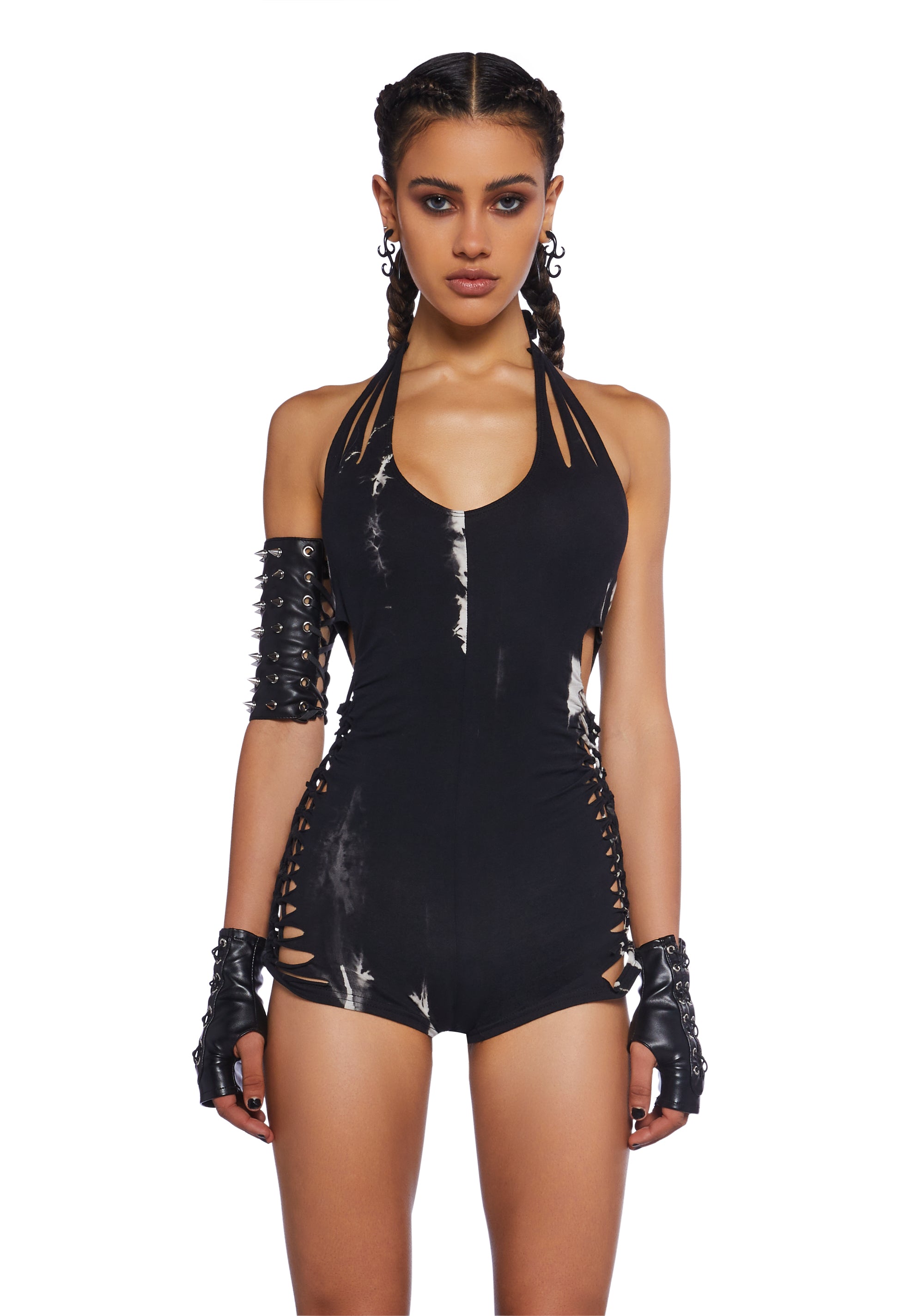 Club Exx Burning Man Tie Dye Shredded Romper Playsuit