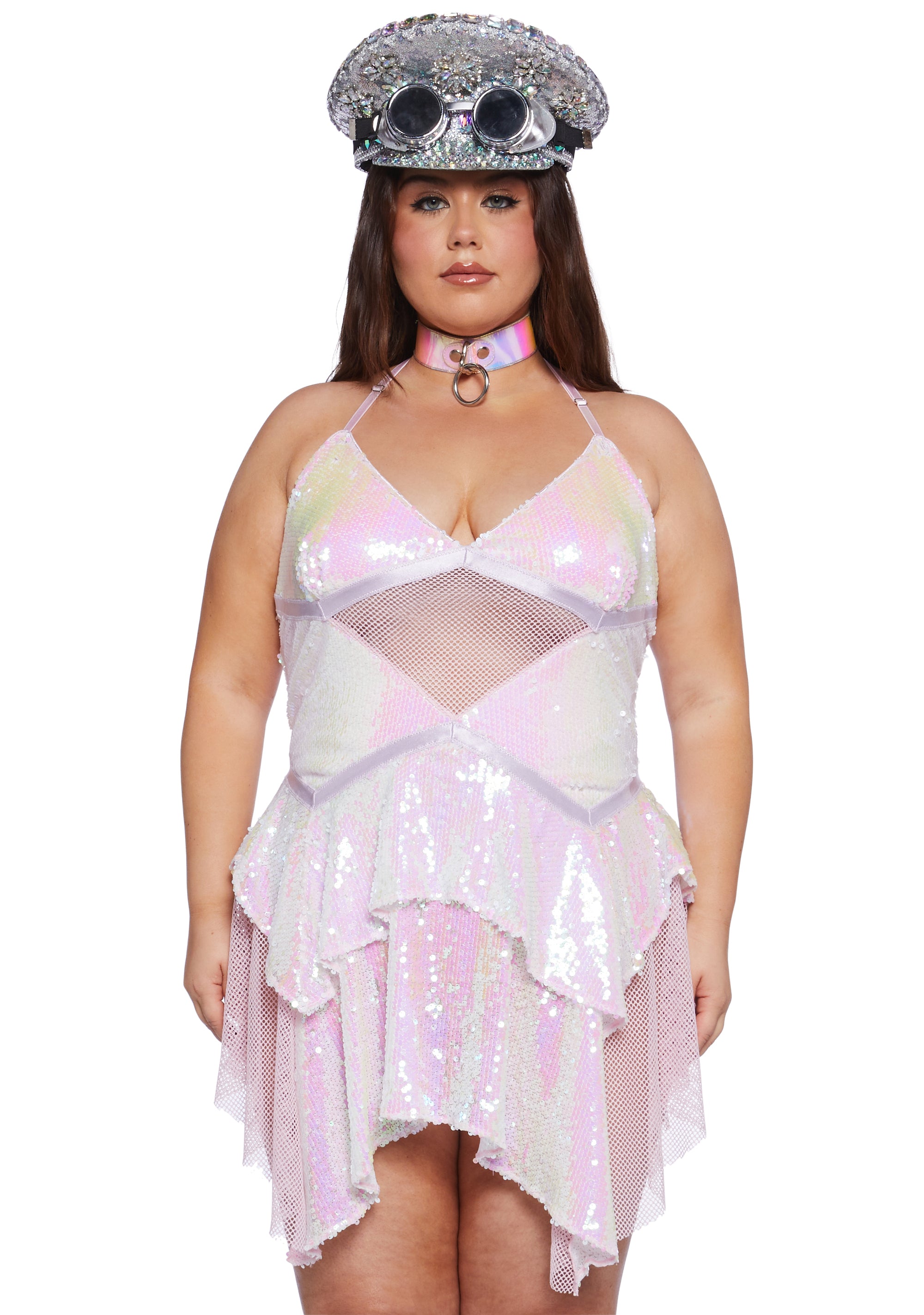 Fishnet mini dress plus size online