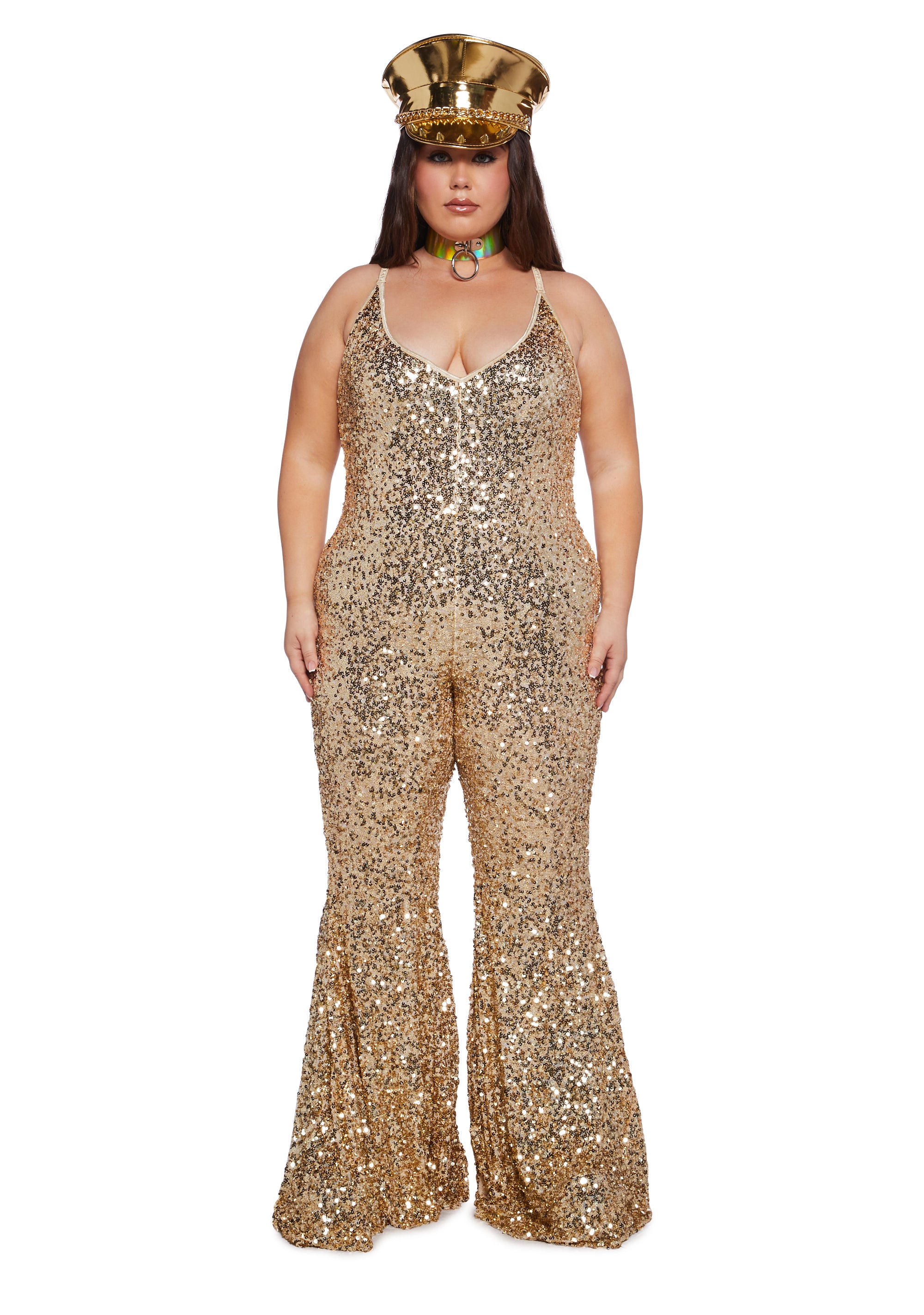 Plus Size Club Exx Burning Man Festival Sequin Glitter Jumpsuit