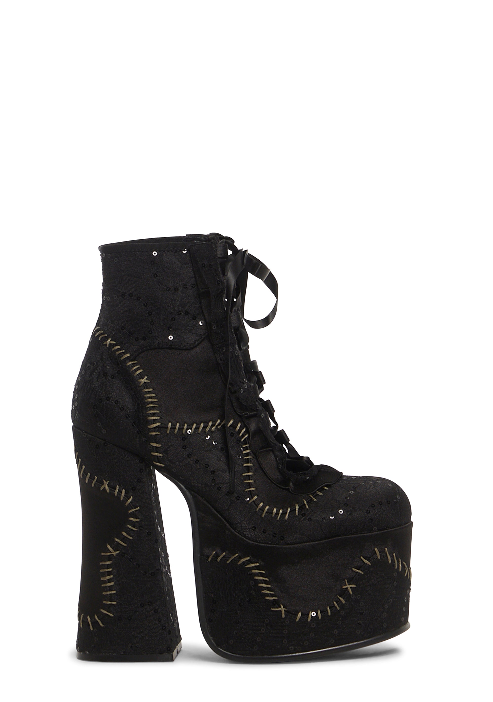 Trickz N' Treatz Lace Satin Sequin Contrast Stitching