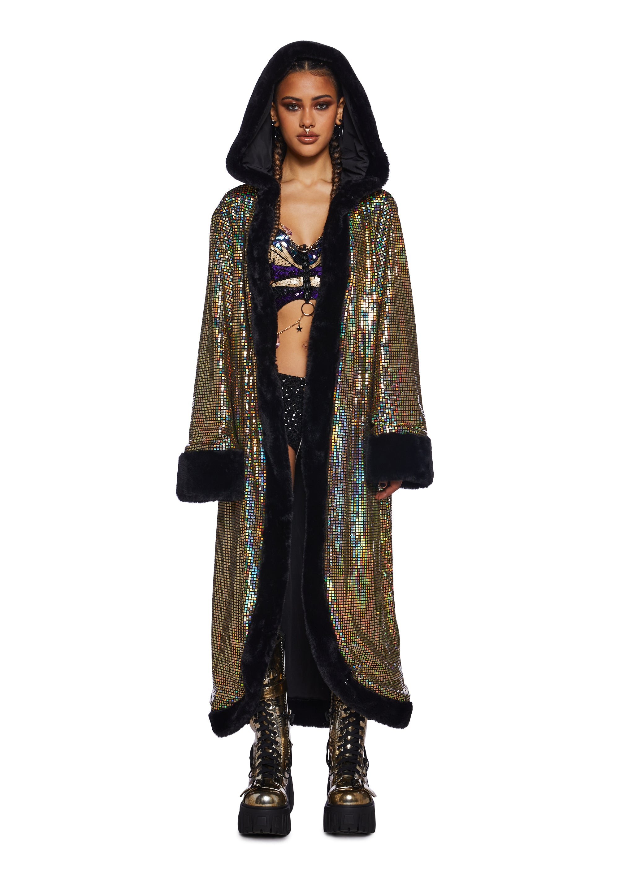 Gold duster coat top