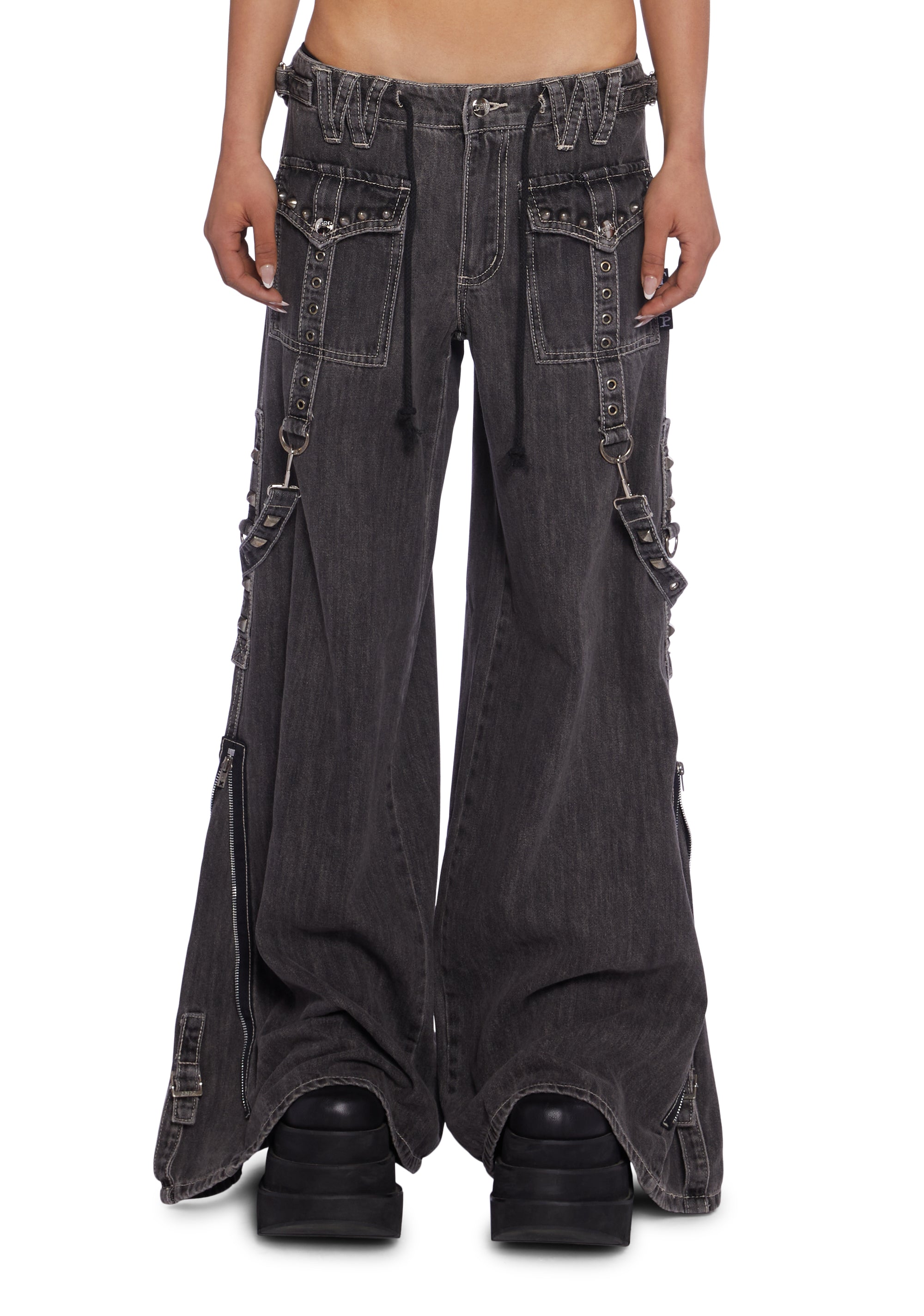 Tripp NYC Studded Power Denim Pants - Black – Dolls Kill