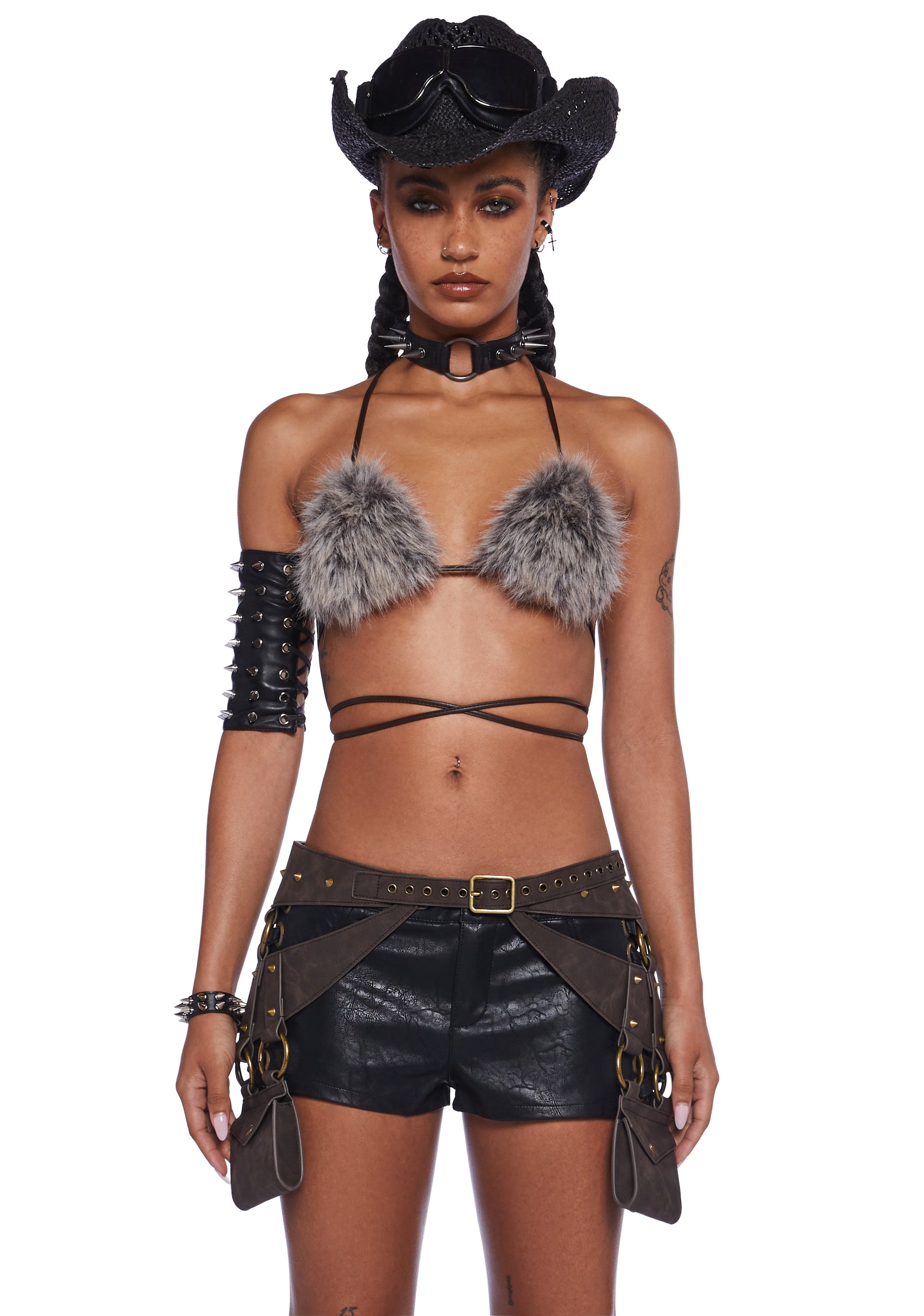 GTロマン　DEAD END STREET SEX MACHINE バンダナ Club Exx Burning Man Festival Vegan Leather Studded Snap Pocket