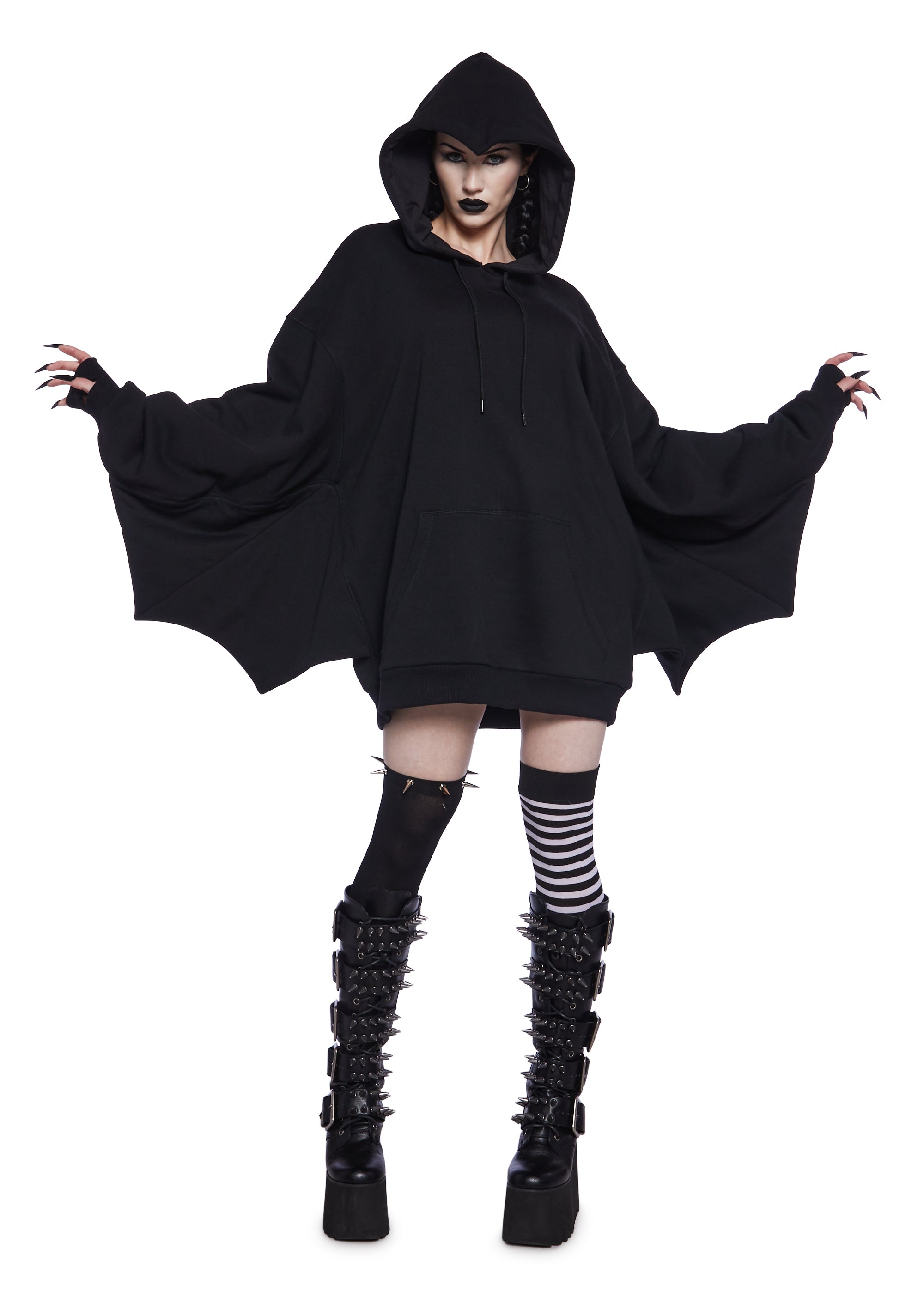Trickz N' Treatz Oversized Batwing Pullover Hoodie Black – Dolls