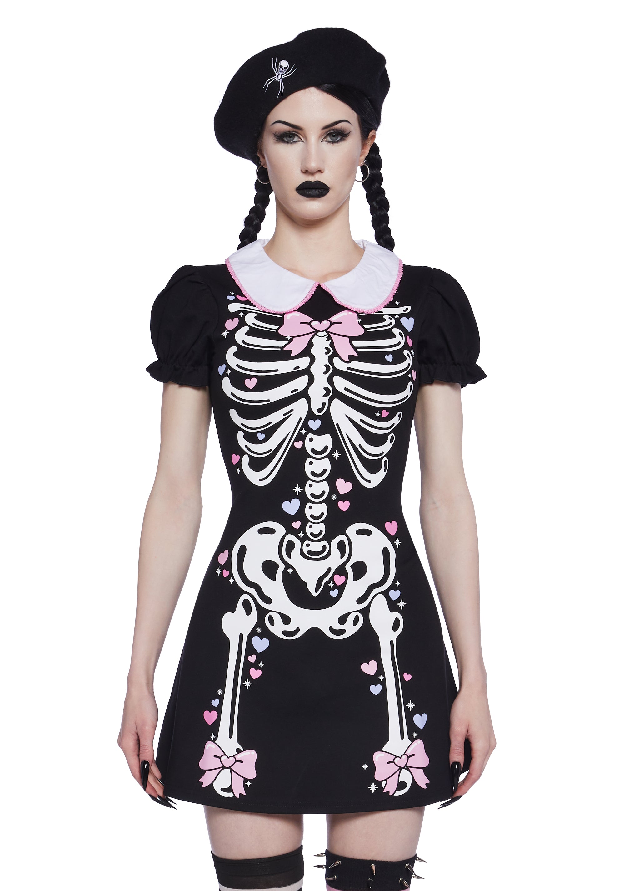 Sexy Womans Halloween Costume Kawaii Skeleton Collared Mini Dress Hearts- Black Dolls Kill Sexy Womans Halloween Costume Kawaii Skeleton Collared Mini Dress Hearts- Black Dolls Kill