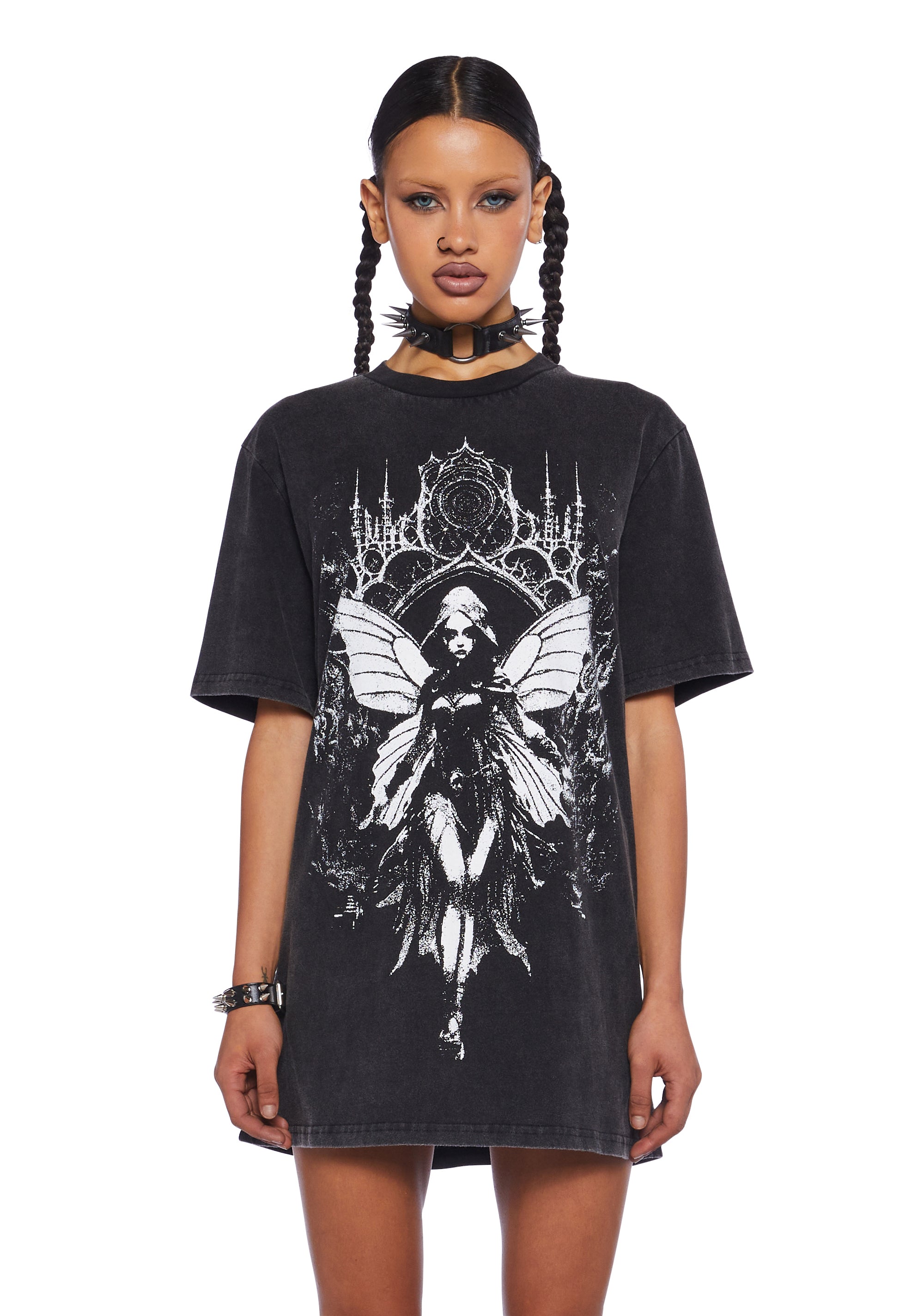 Halloween Women's Sorceress Fairy Pixie Dark Gothic Banshee Oversized Graphic Tee - Black Dolls Kill Halloween Women's Sorceress Fairy Pixie Dark Gothic Banshee Oversized Graphic Tee - Black Dolls Kill