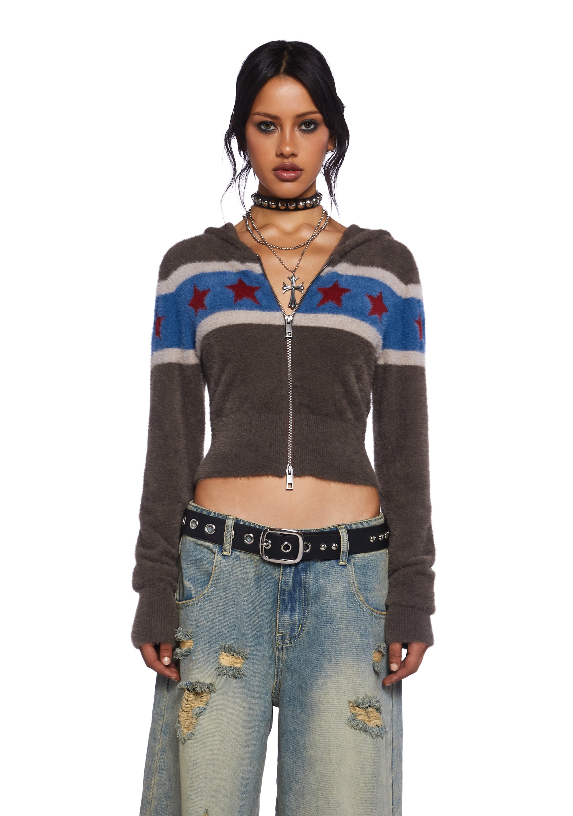 Fuzzy cropped hoodie shop