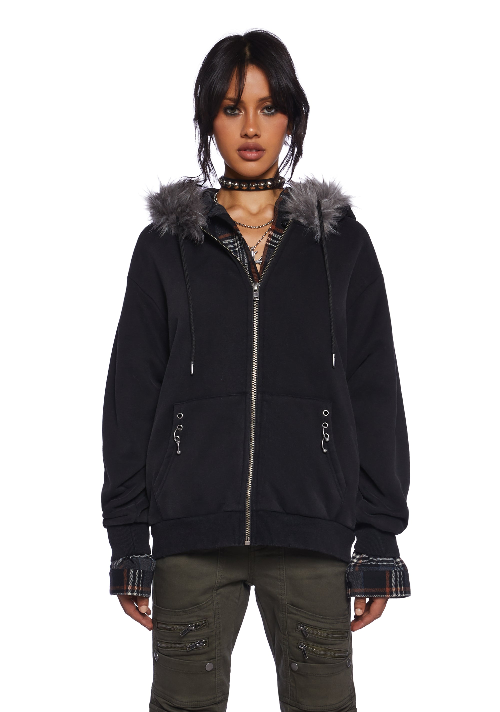 Furry zip up hoodie hotsell