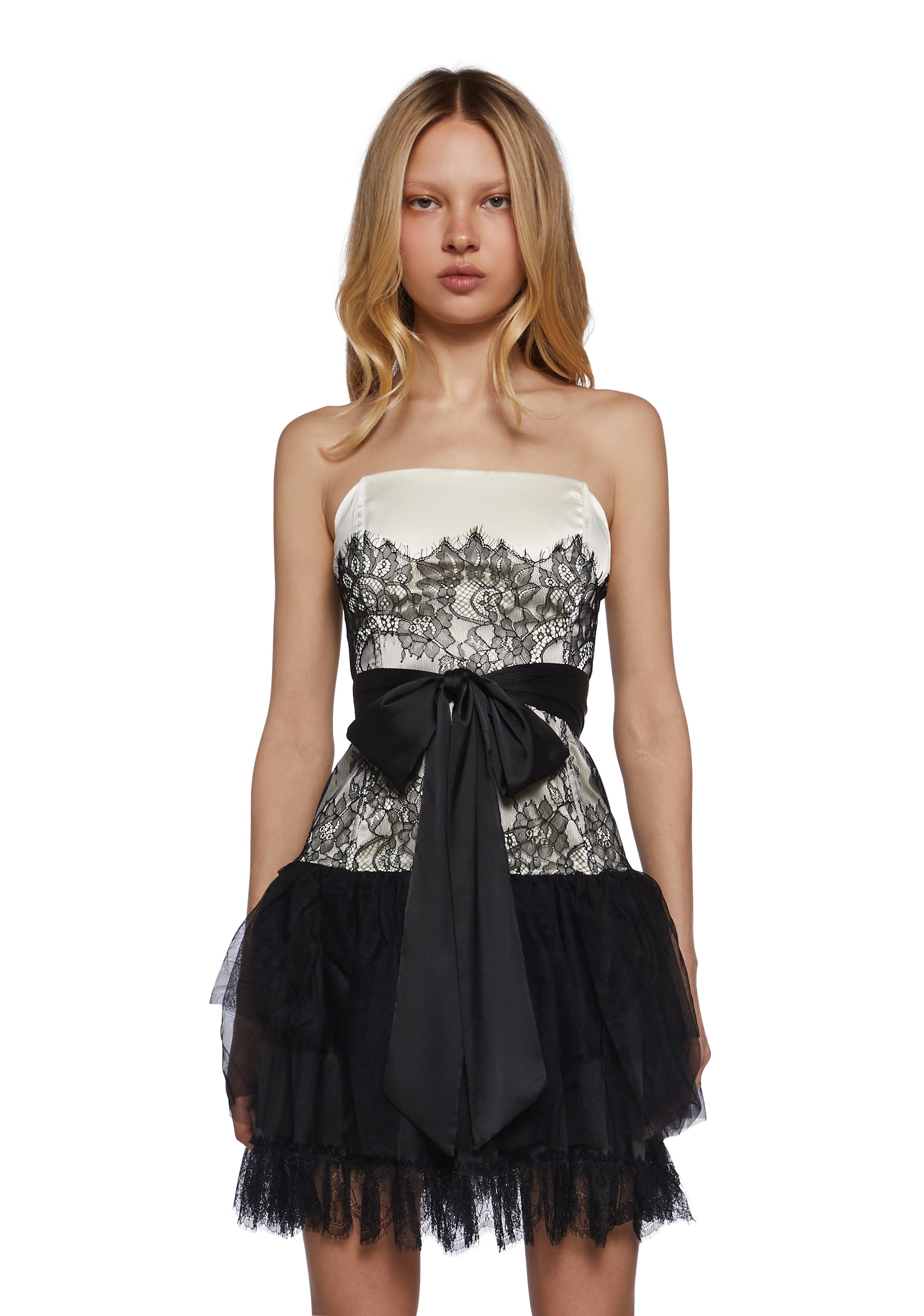 dress pastel goth Sugar Thrillz Pastel Goth Sateen Lace Strapless Drop Waist Mini Dress
