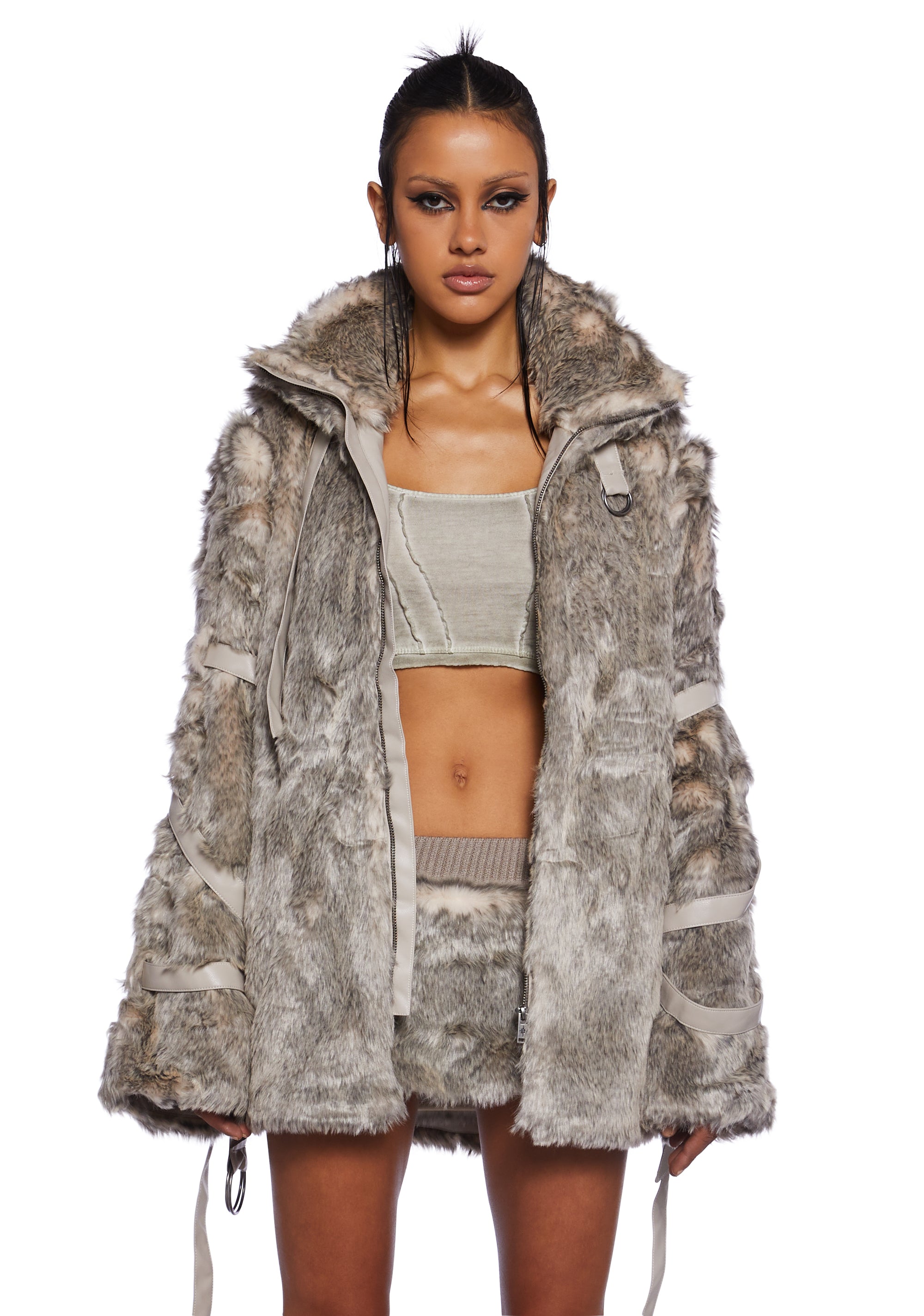 Faux fur jacket without sleeves hotsell