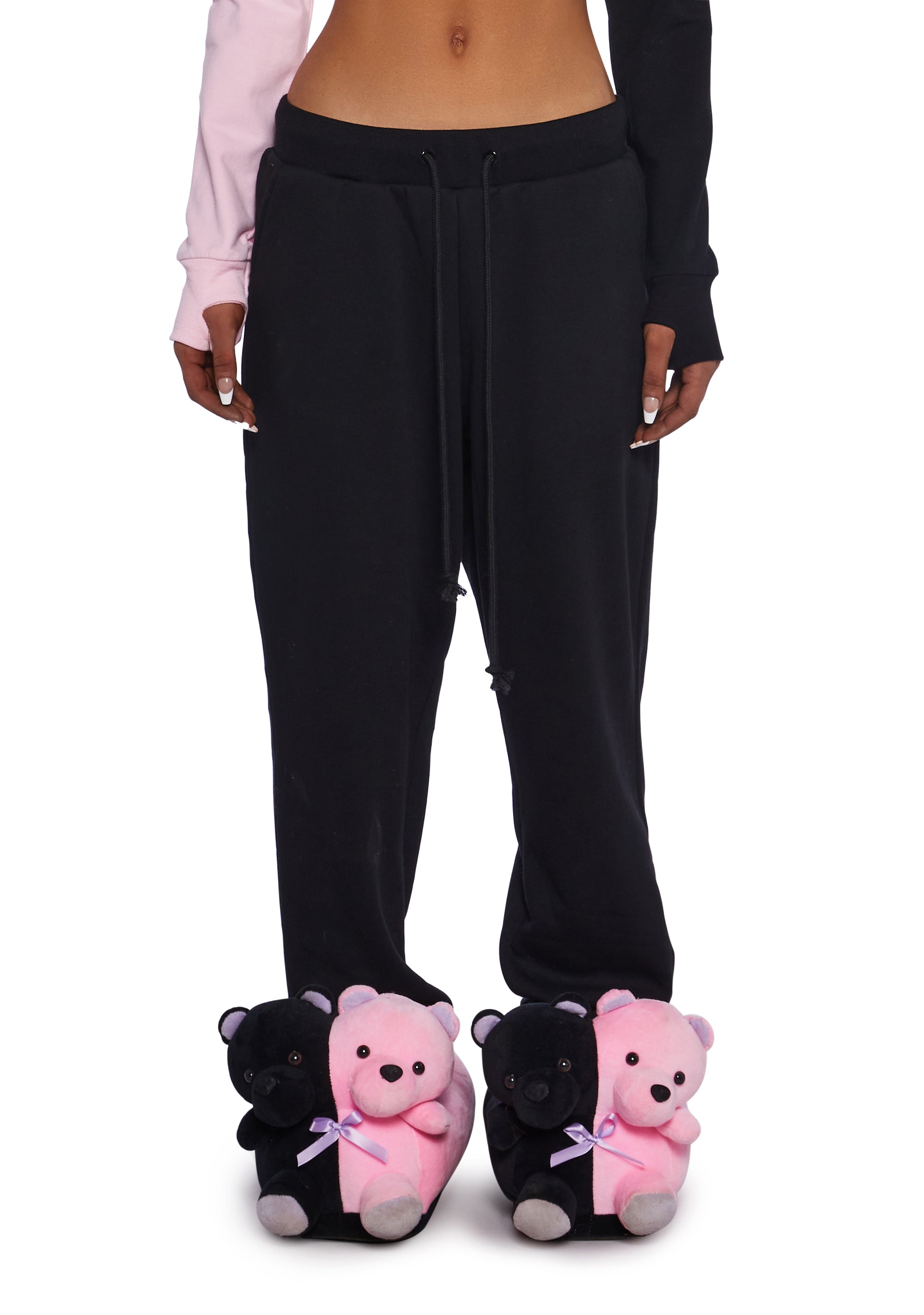 Sugar Thrillz Heart Shaped Pocket Jogger Sweatpants - Black