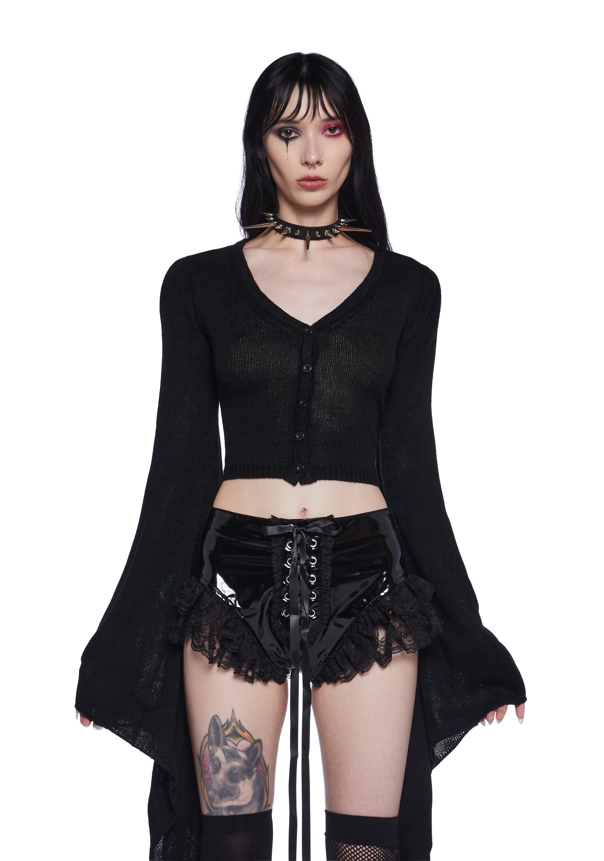 Widow Black Balloon Knit Cardigan Black Medium