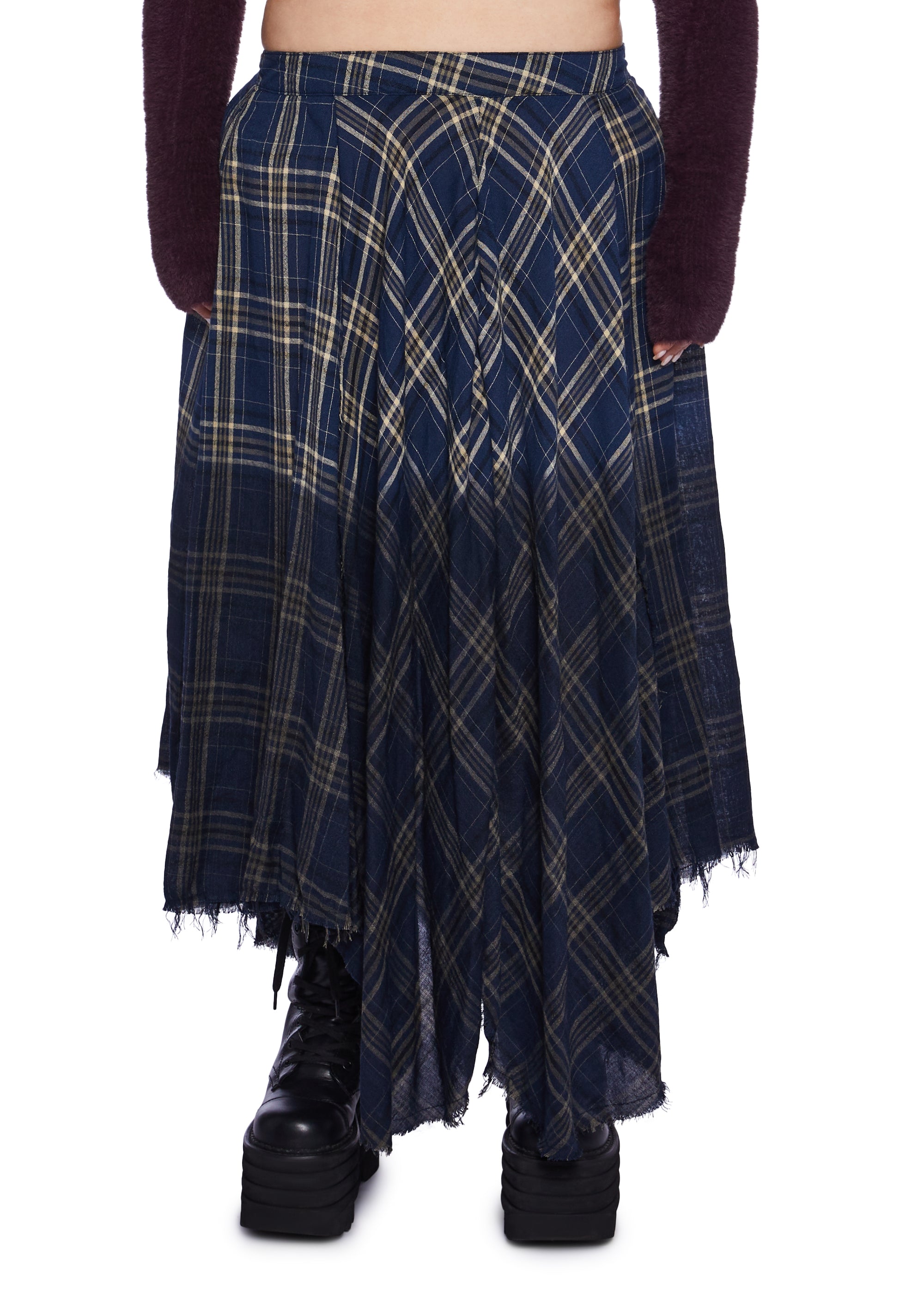 Plus size plaid maxi skirt top