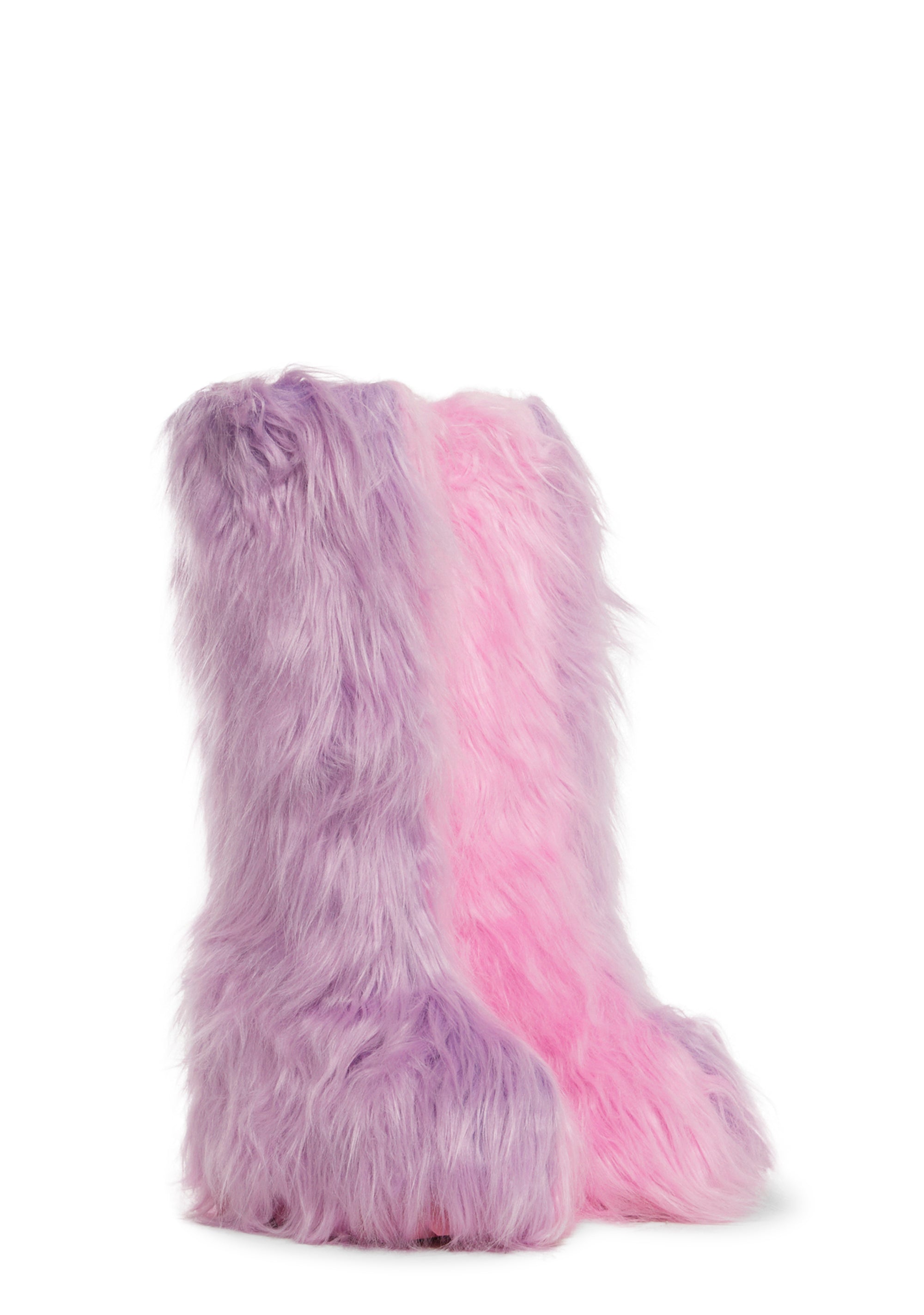 Club Exx Two Tone Faux Fur Knee High Boots Multi Dolls Kill