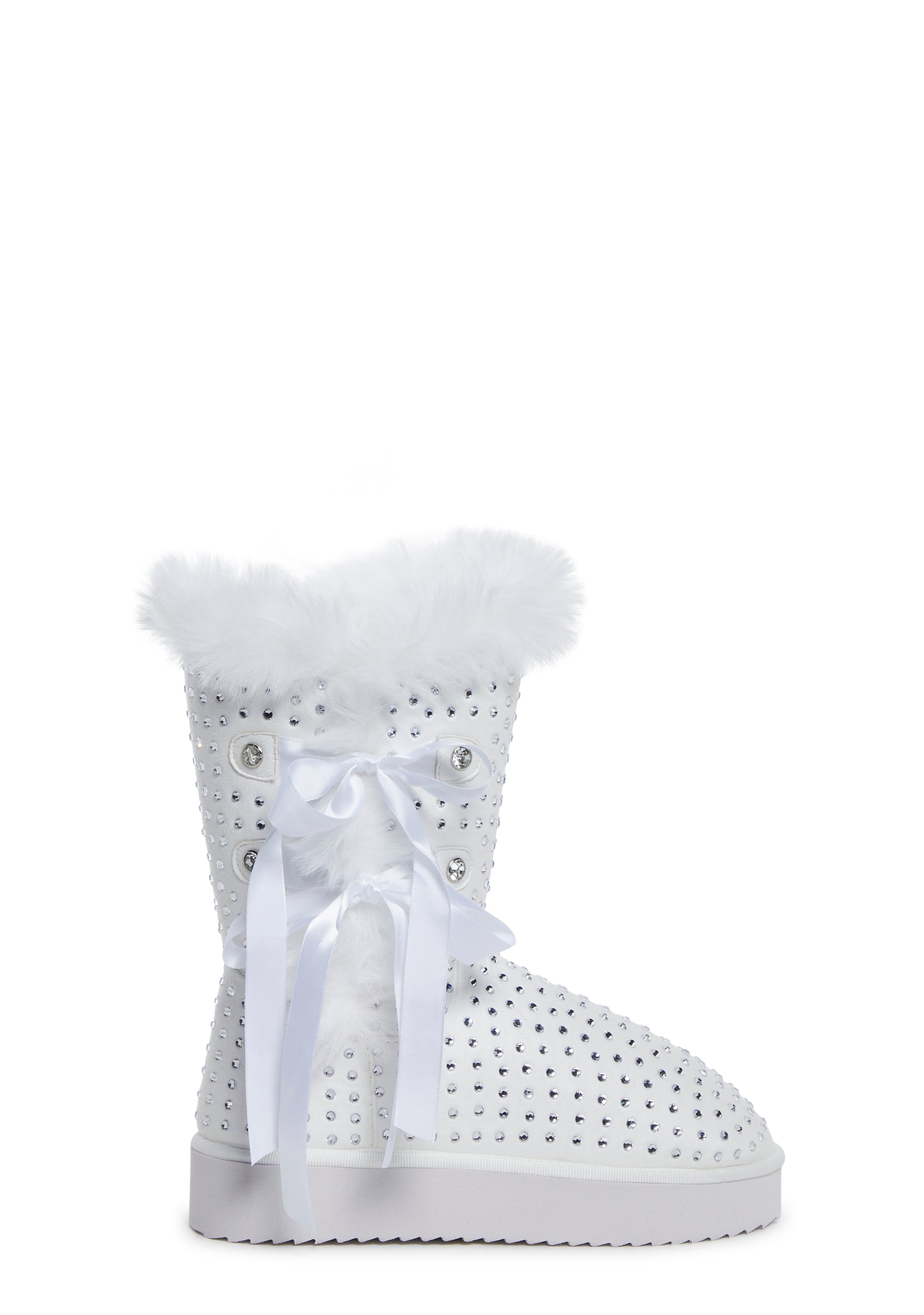 Sugar Thrillz Faux Suede Rhinestone Booties - White – Dolls Kill