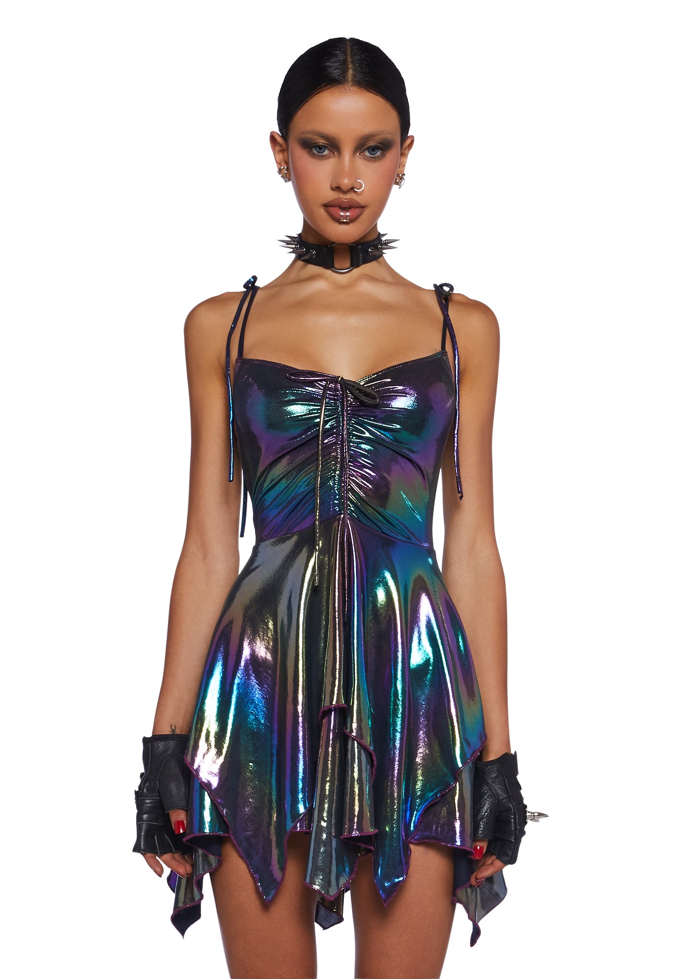 Club Exx Rave Fairycore Festival Fairy Metallic Holo Oil Slick Handkerchief Dress - Multi Dolls Kill Club Exx Rave Fairycore Festival Fairy Metallic Holo Oil Slick Handkerchief Dress - Multi Dolls Kill