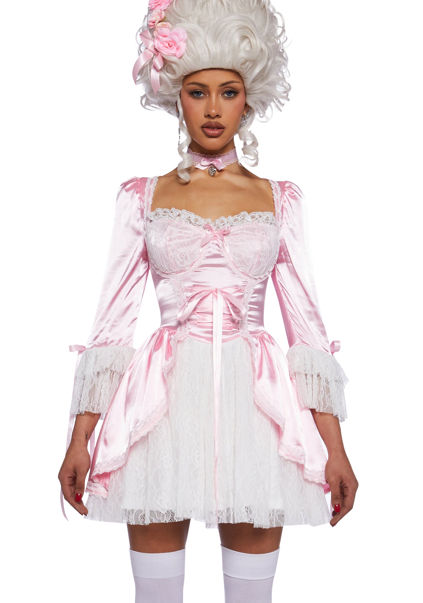 strapless open back dress Sexy Womans Halloween Costume Marie Antoinette French Cake Queen  Renaissance Costume