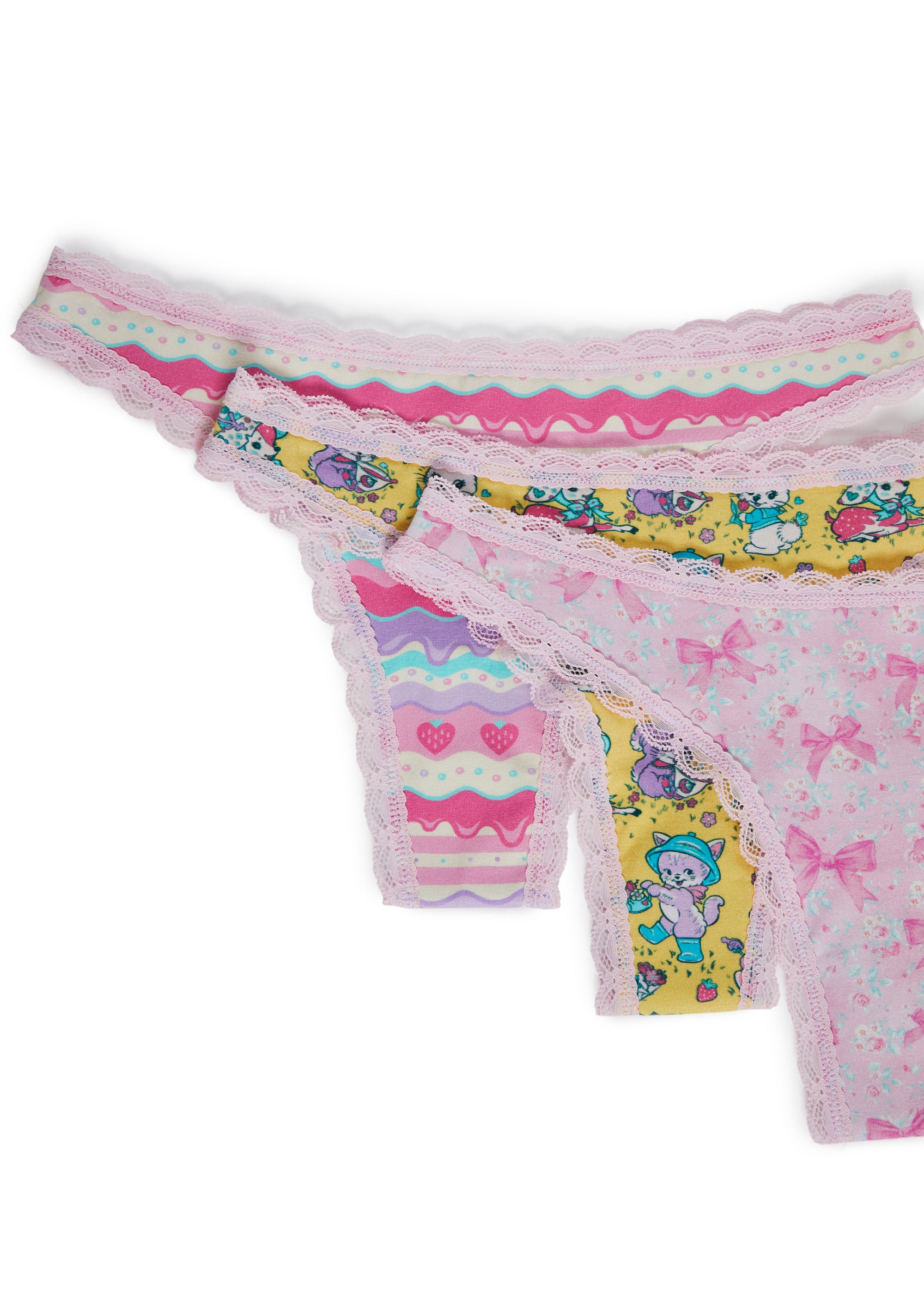 Sugar Thrillz Stretchy Knit Lace All-Over Print Panty Set
