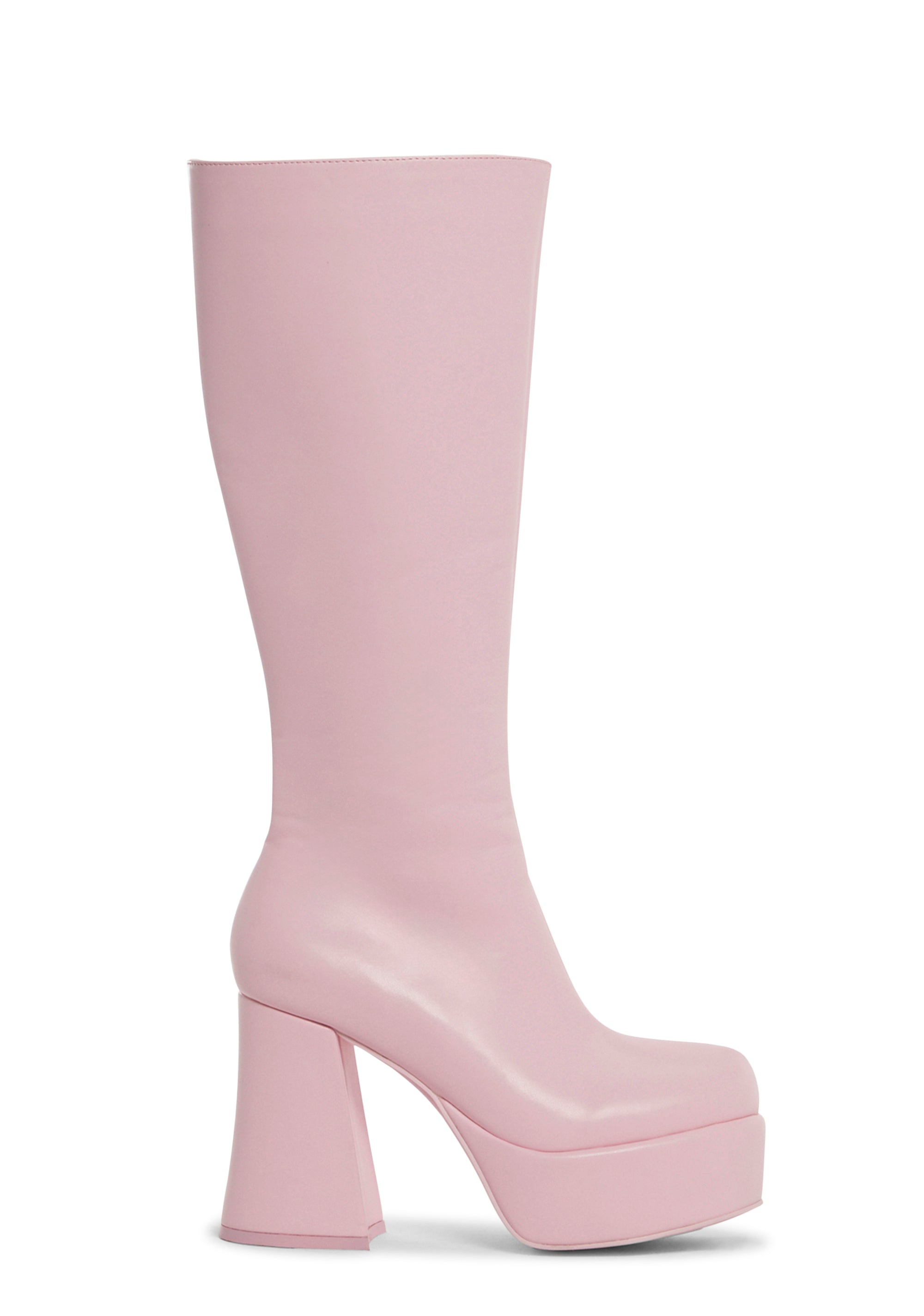 Sugar Thrillz Go Go Platform Boots With Side Zip Closures Girly Demure 60s Sexy Pink Dolls Kill