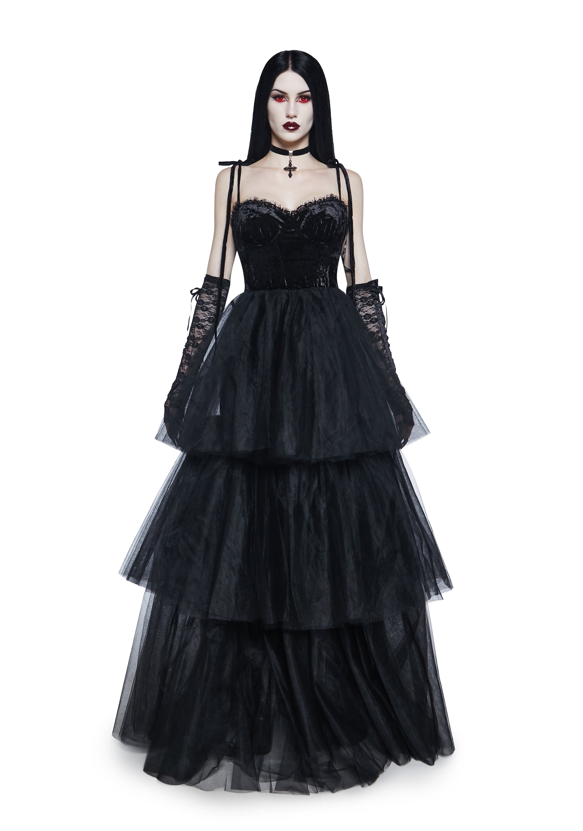 Widow Velvet Corset And Tulle Skirt Ballgown Vampire - Black Dolls Kill Widow Velvet Corset And Tulle Skirt Ballgown Vampire - Black Dolls Kill