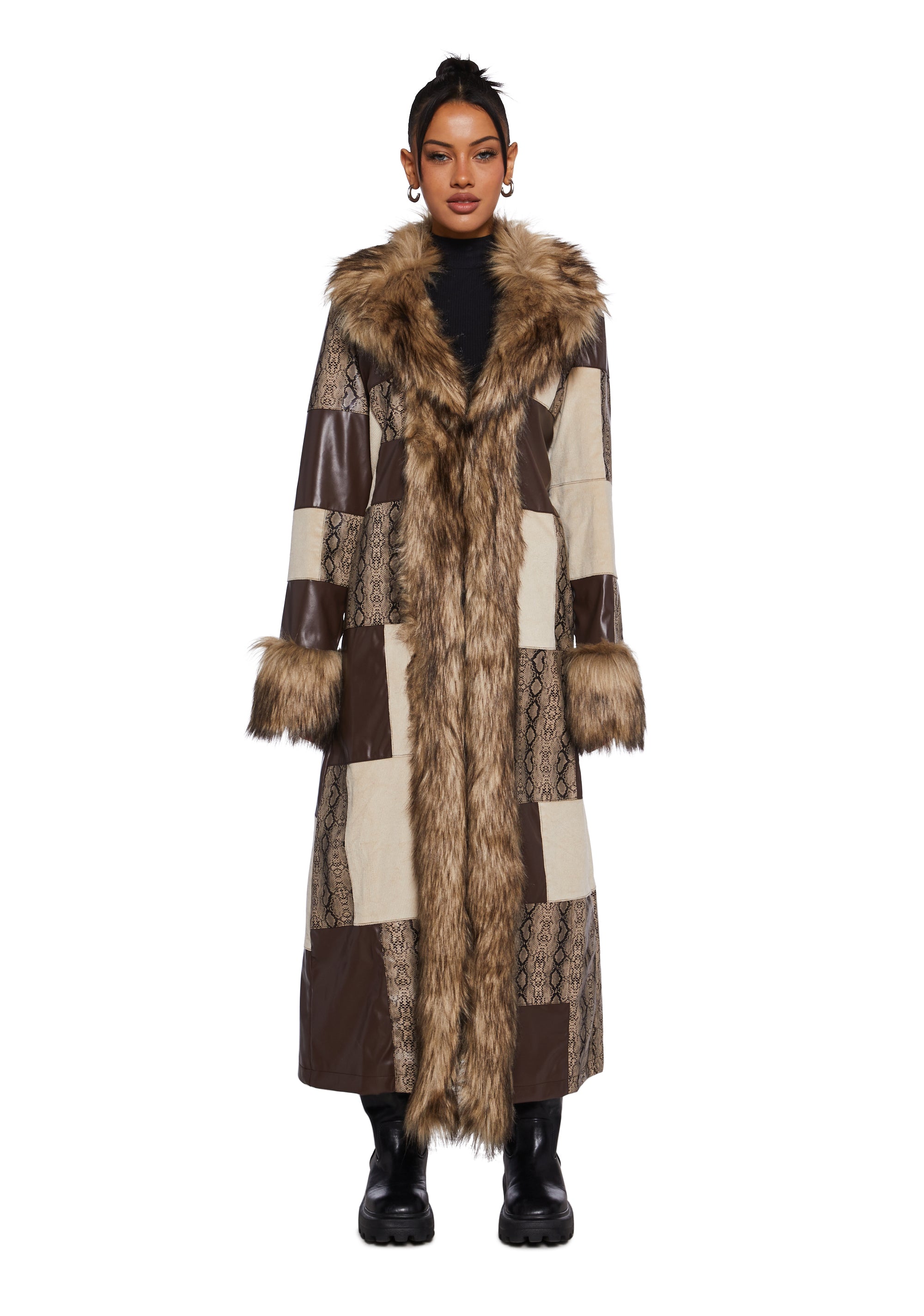 Delia S by Dolls Kill Wanderlust Roaming Patchwork Coat Multi 1x