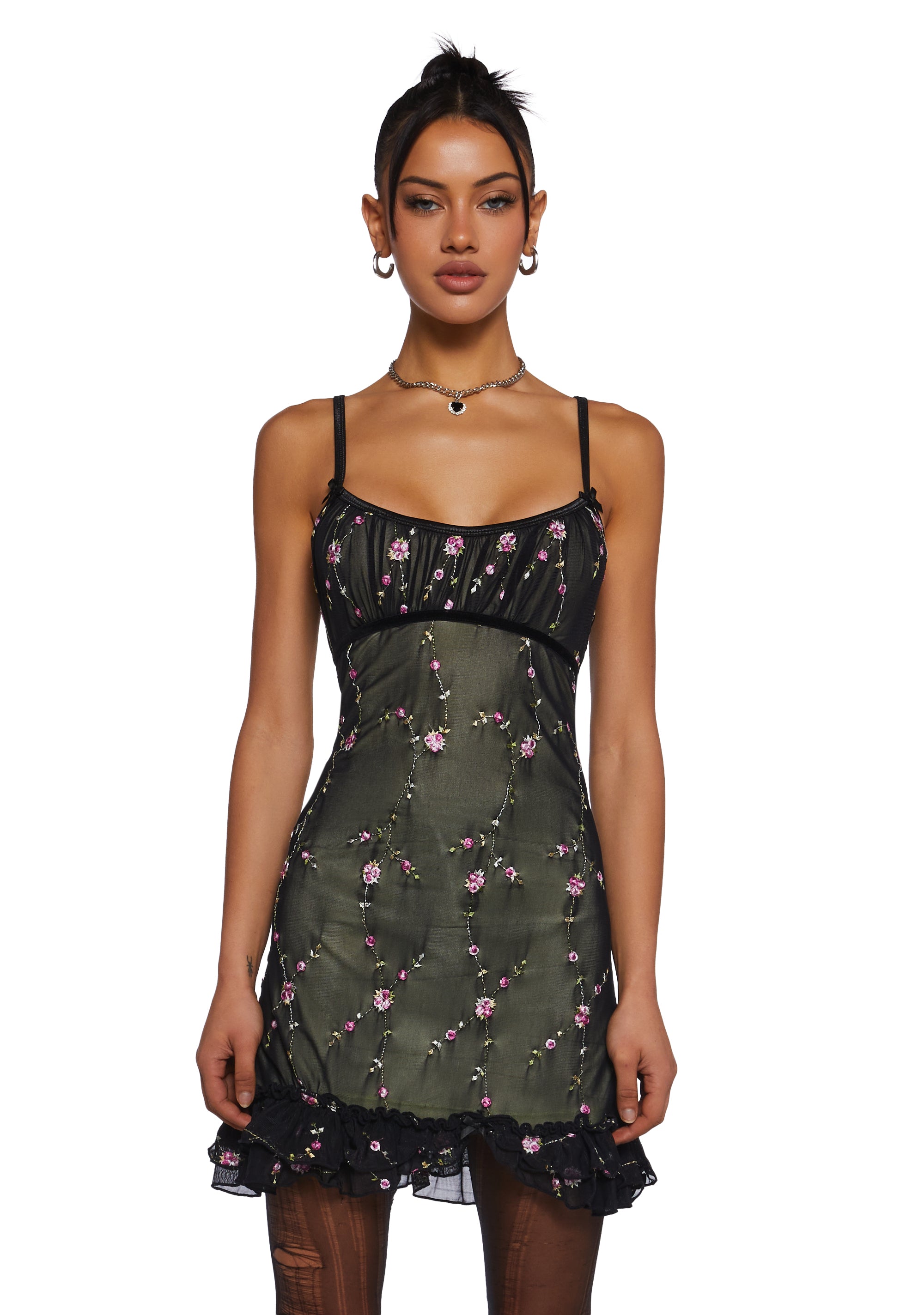 驚きの価格が実現！ Delia's Dress Mini Floral Embroidered Mesh - Kill Dolls – Multi ワンピース