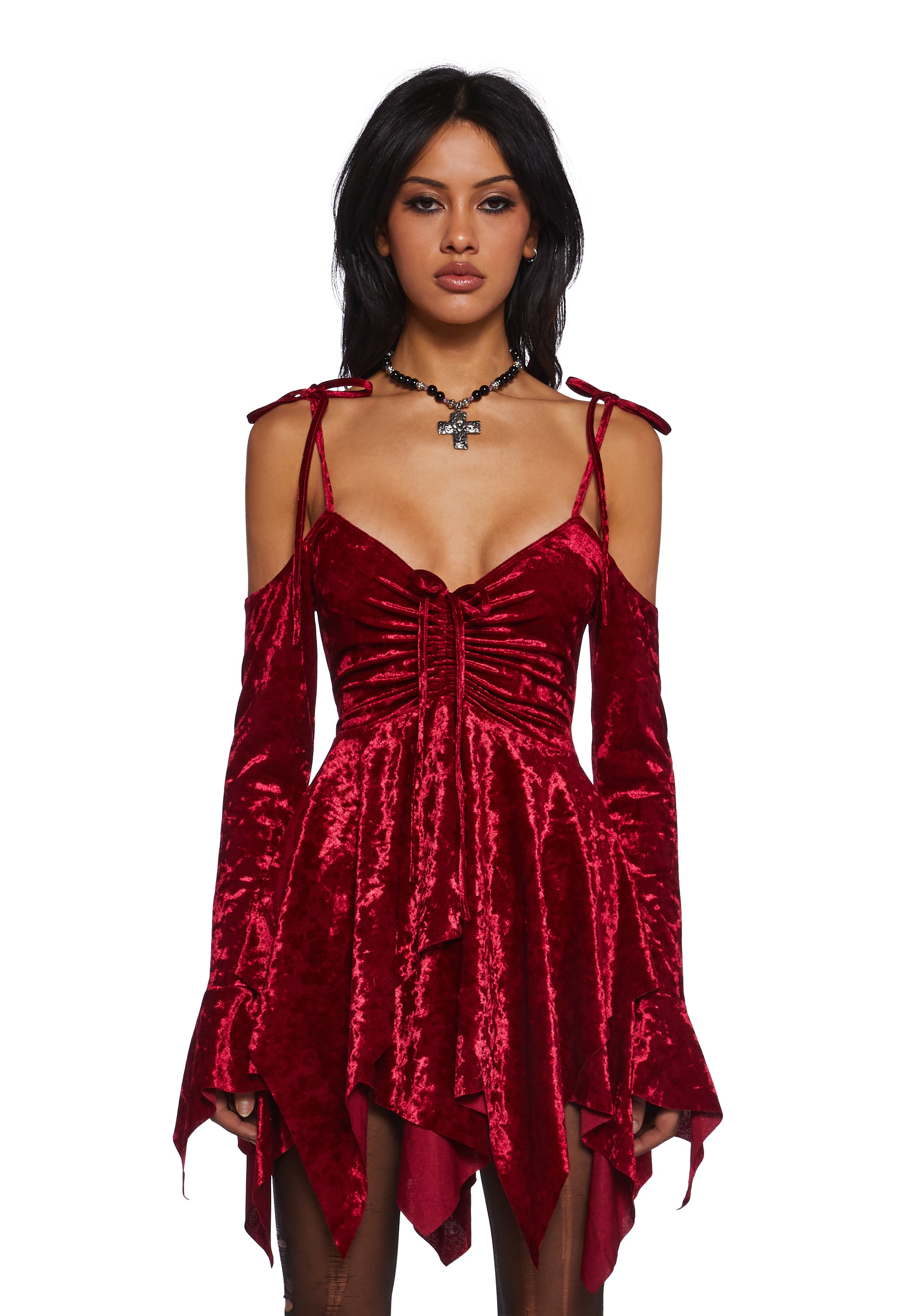 dolls kill red velvet dress Macchiato Sessions Velvet Dress