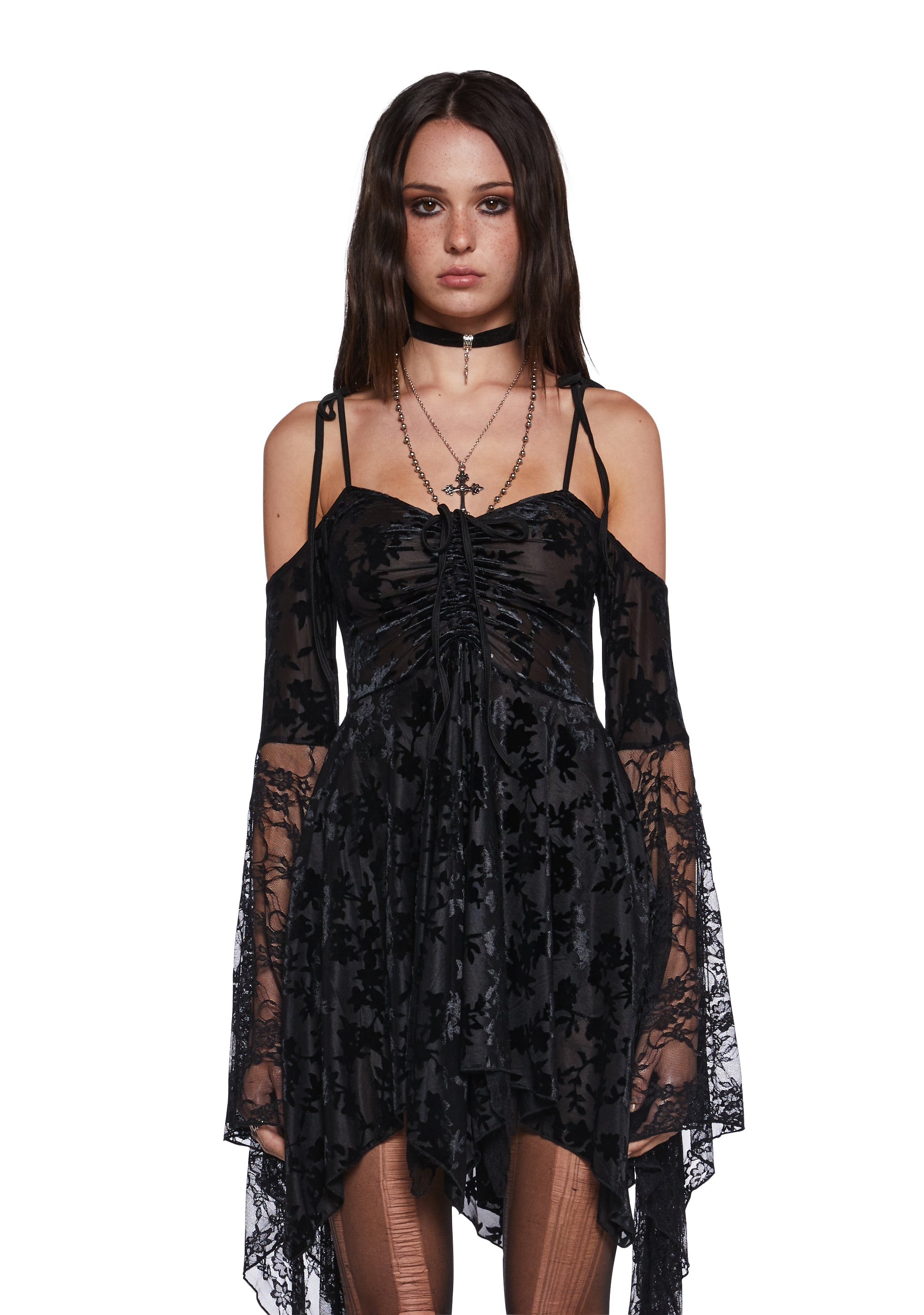 F Is For Fairies Handkerchief Floral Velvet Lace Dress Current Mood