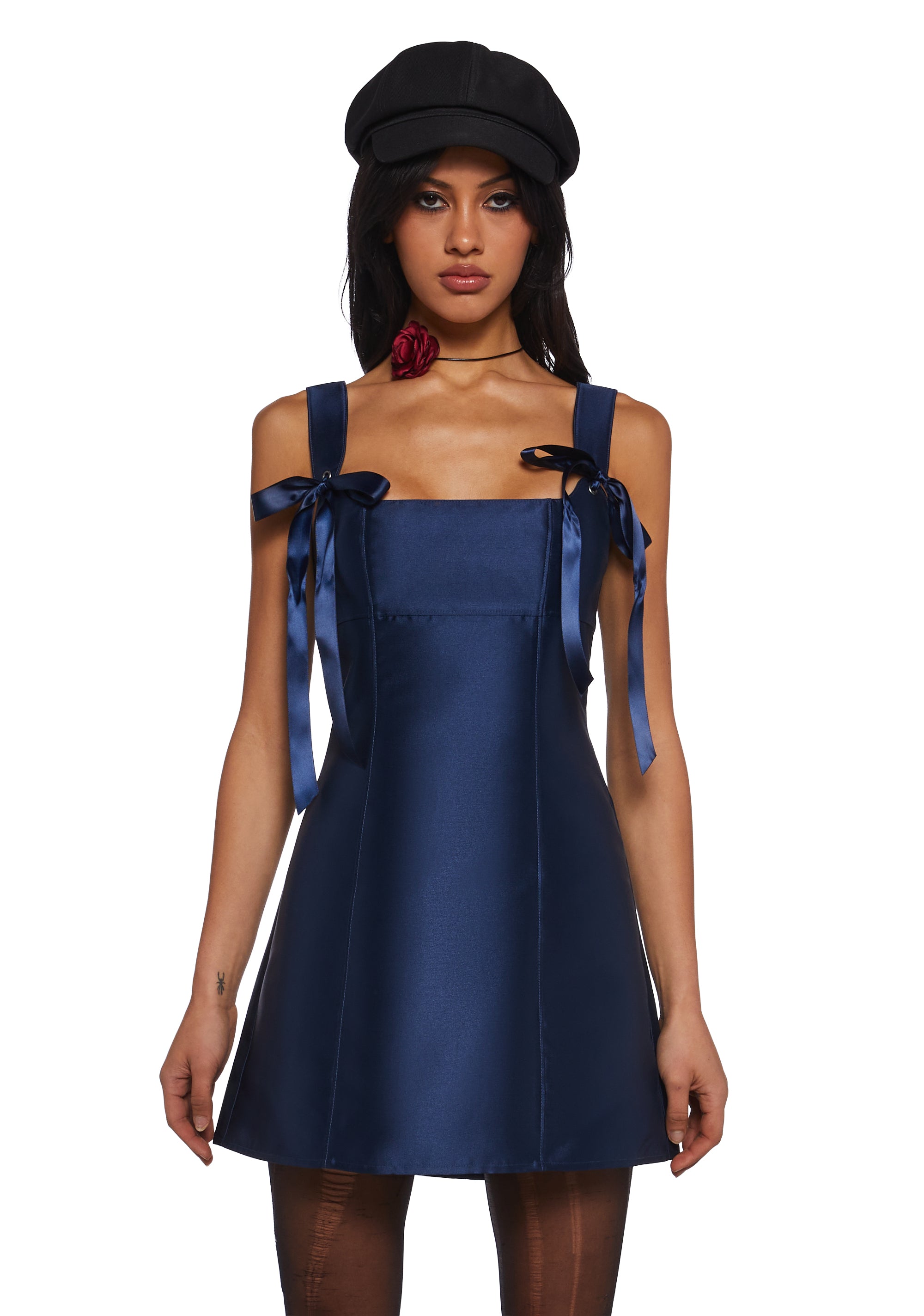 Taffeta Satin Ribbon Mini Dress Current Mood