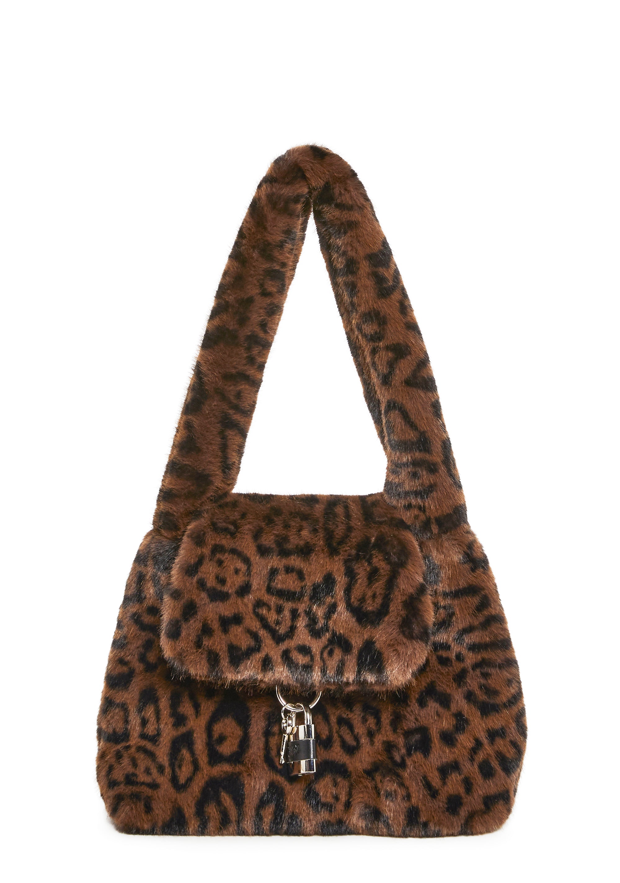 Dolls Kill x Bratz Faux Fur Leopard Print Lock And Key Tote Bag