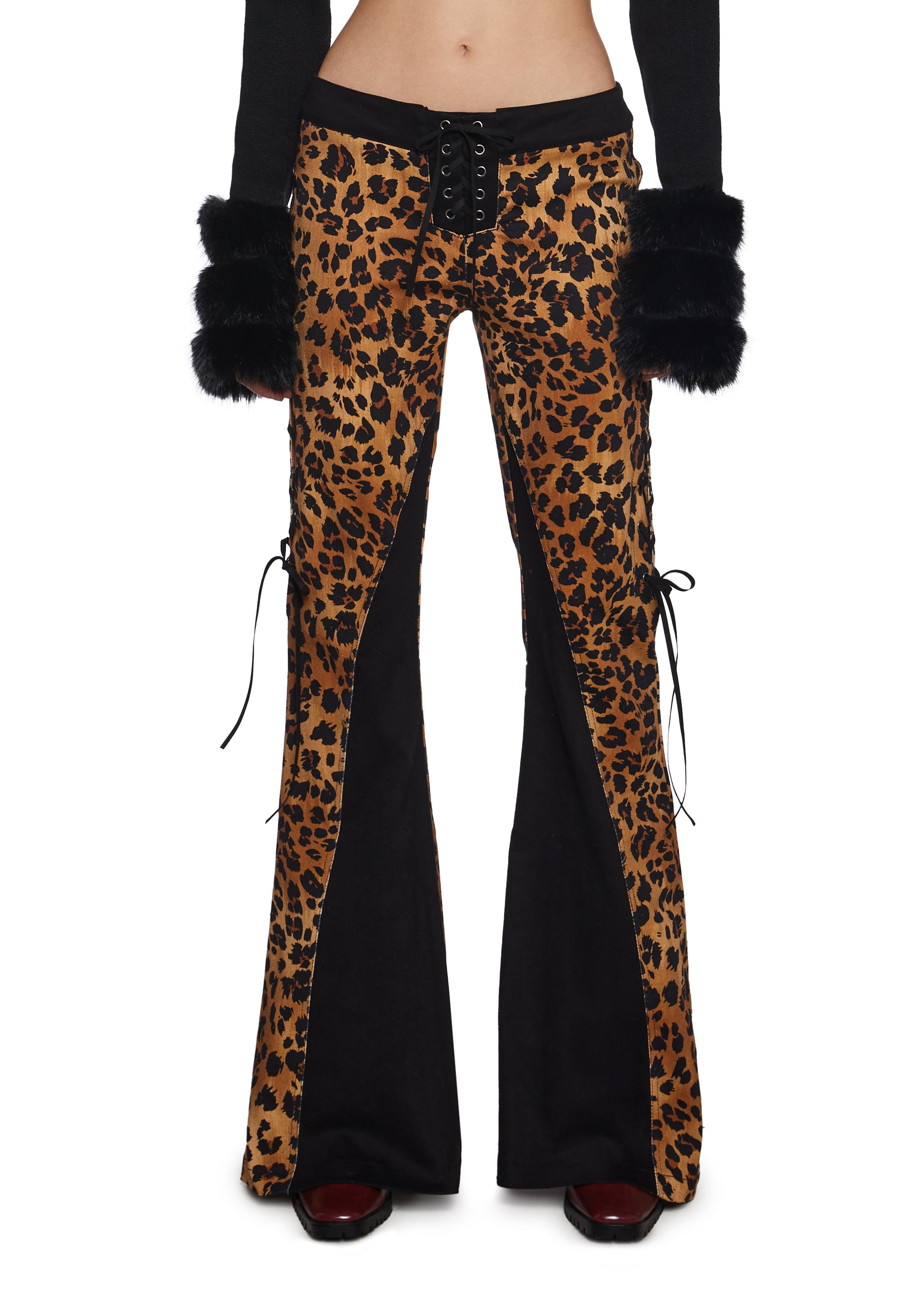 Red leopard print flares cheap