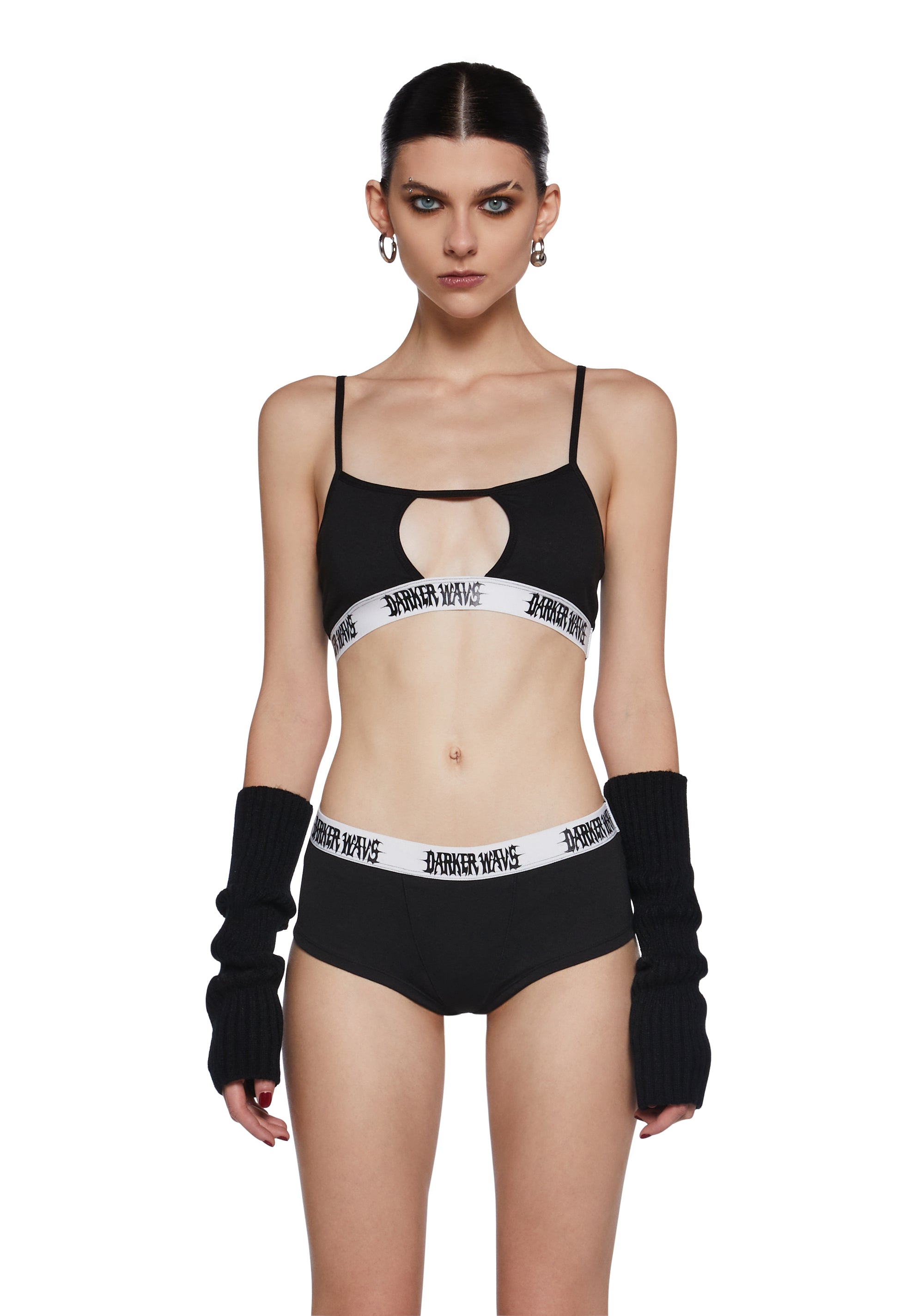 Stretchy Knit Logo Waistband Lingerie Set Darker Wavs