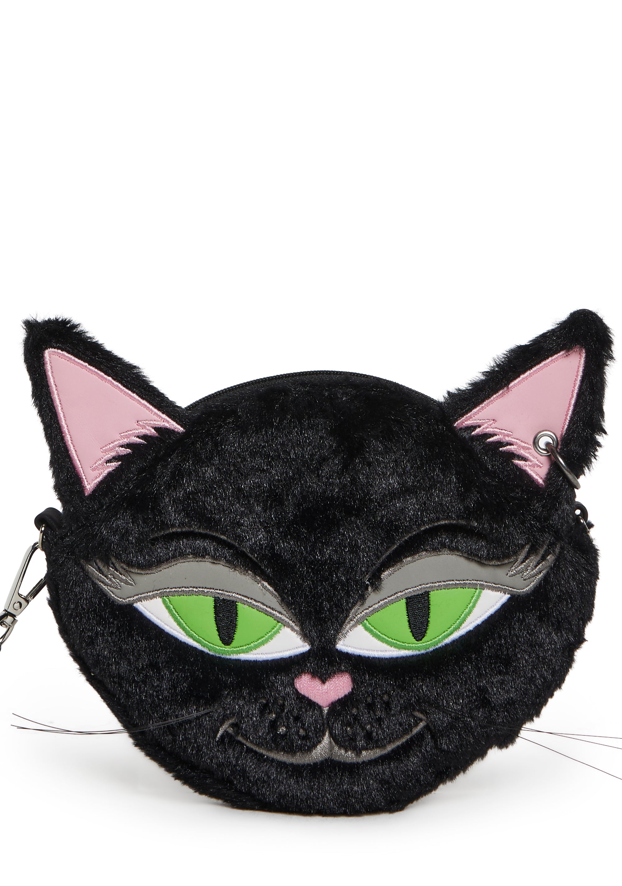 Cat Face Coin Purse Wristlet Widow Black/Pink – Dolls Kill