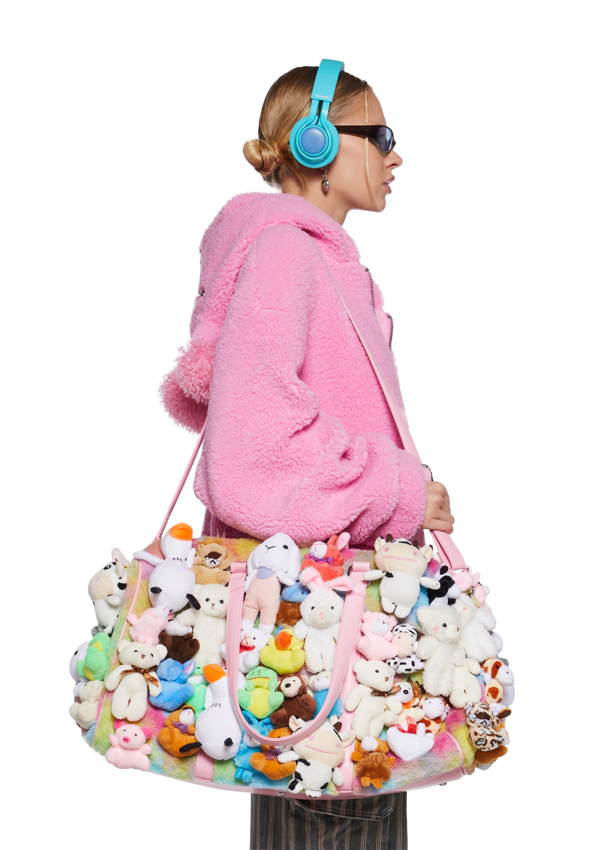 ヴァミリア・バレル フミシュナ Plush Toy Faux Fur Vegan Leather Weekender Bag Current Mood