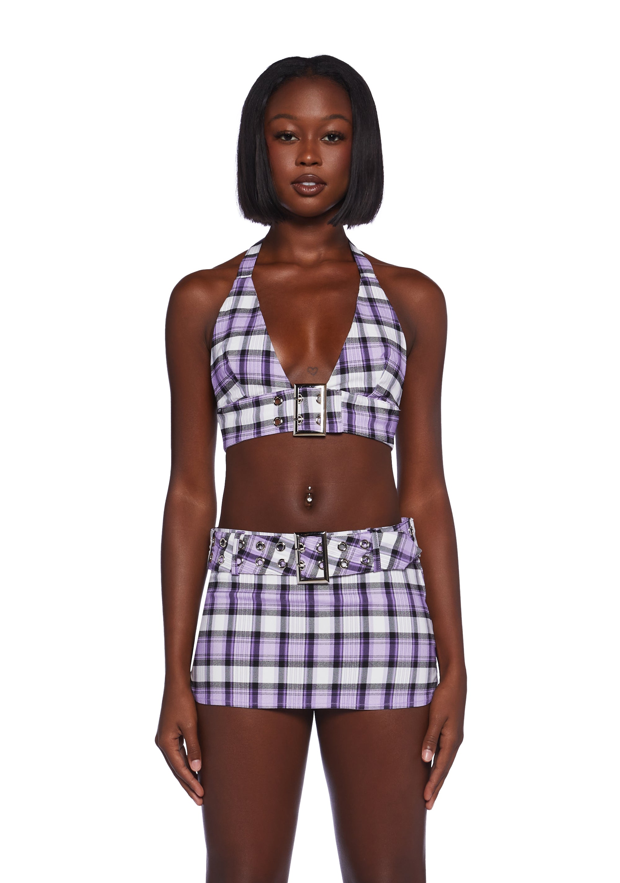 x New Pink Reckless Summer Skirt Set Purple Large