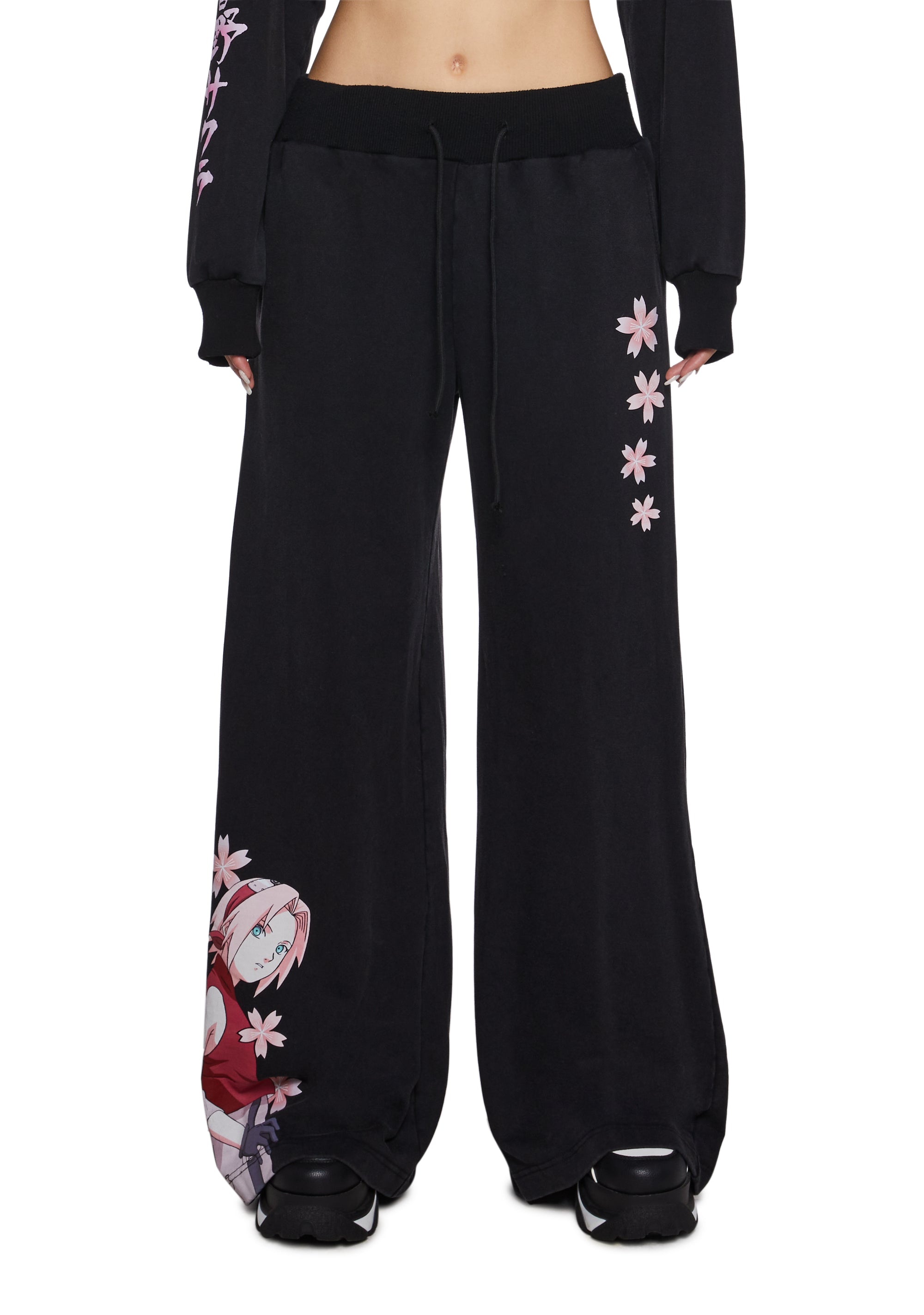 Dolls Kill x NARUTO SHIPPUDEN Sakura Graphic Wide Leg Sweatpants