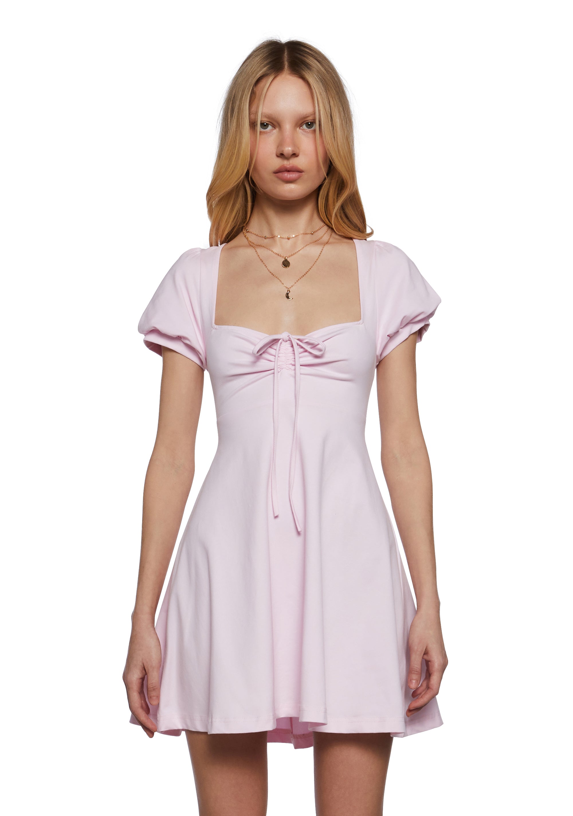 Womens Sexy Ruched Mini Dress With Puffy Sleeves Sugar Thrillz