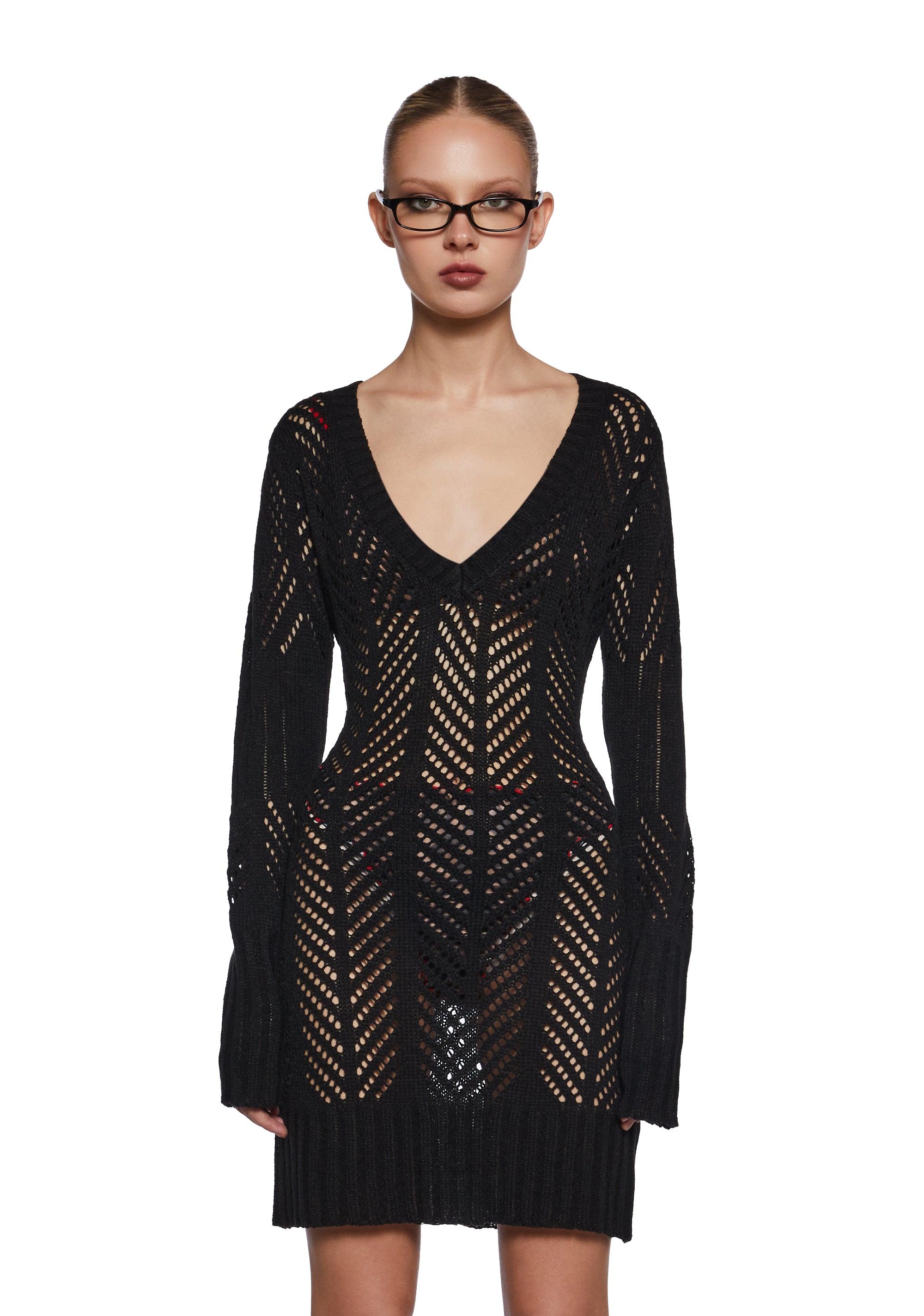 Womens Sexy Open Knit Mini Dress Generation Kiss - Black Dolls Kill Womens Sexy Open Knit Mini Dress Generation Kiss - Black Dolls Kill