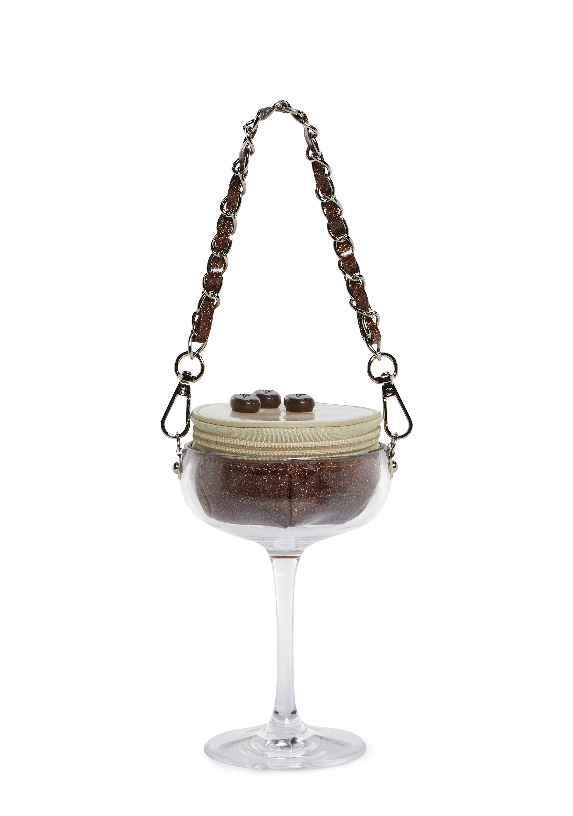 Espresso Martini Plastic Zip-Around Vegan Leather Handbag Current